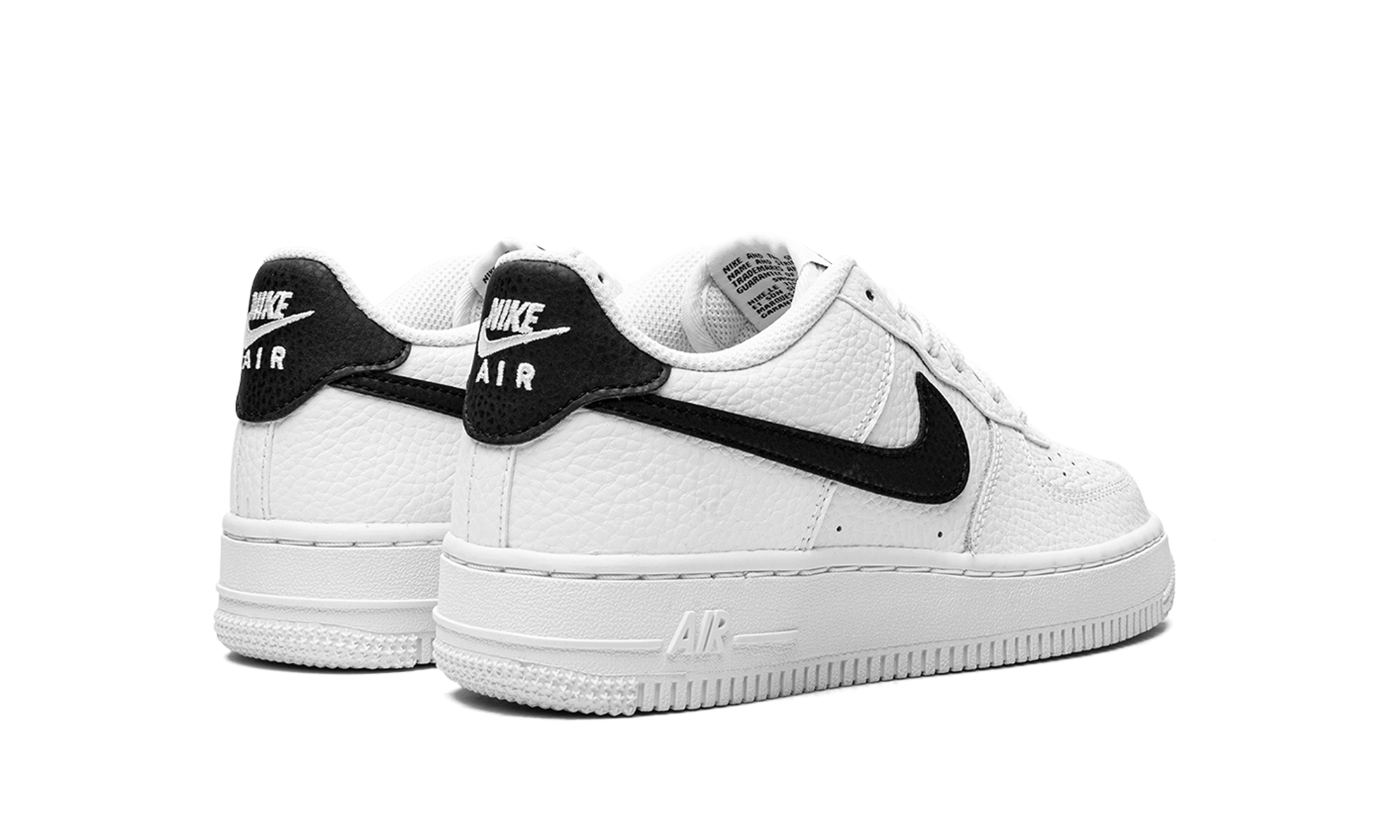 nike air force 1 low white black gs+CT3839-100+diagnol right behind view