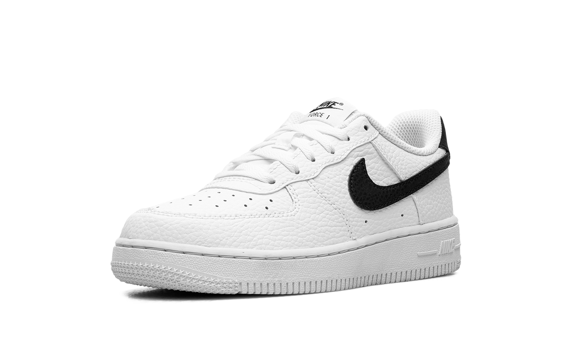 nike air force 1 low white black ps+CZ1685-100+left diagnol single view