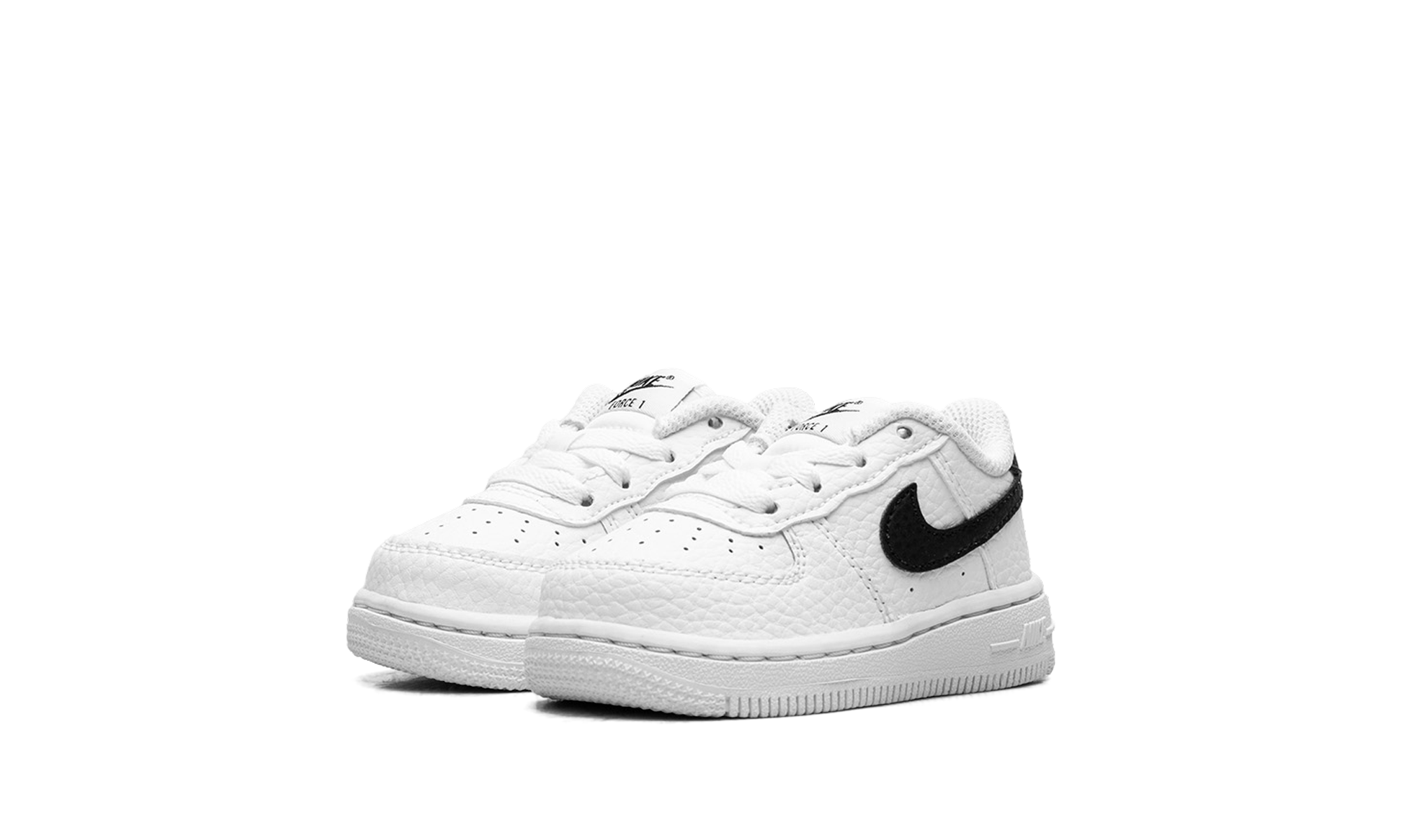 nike air force 1 low white black swoosh td+CZ1691-100+diagnol left view