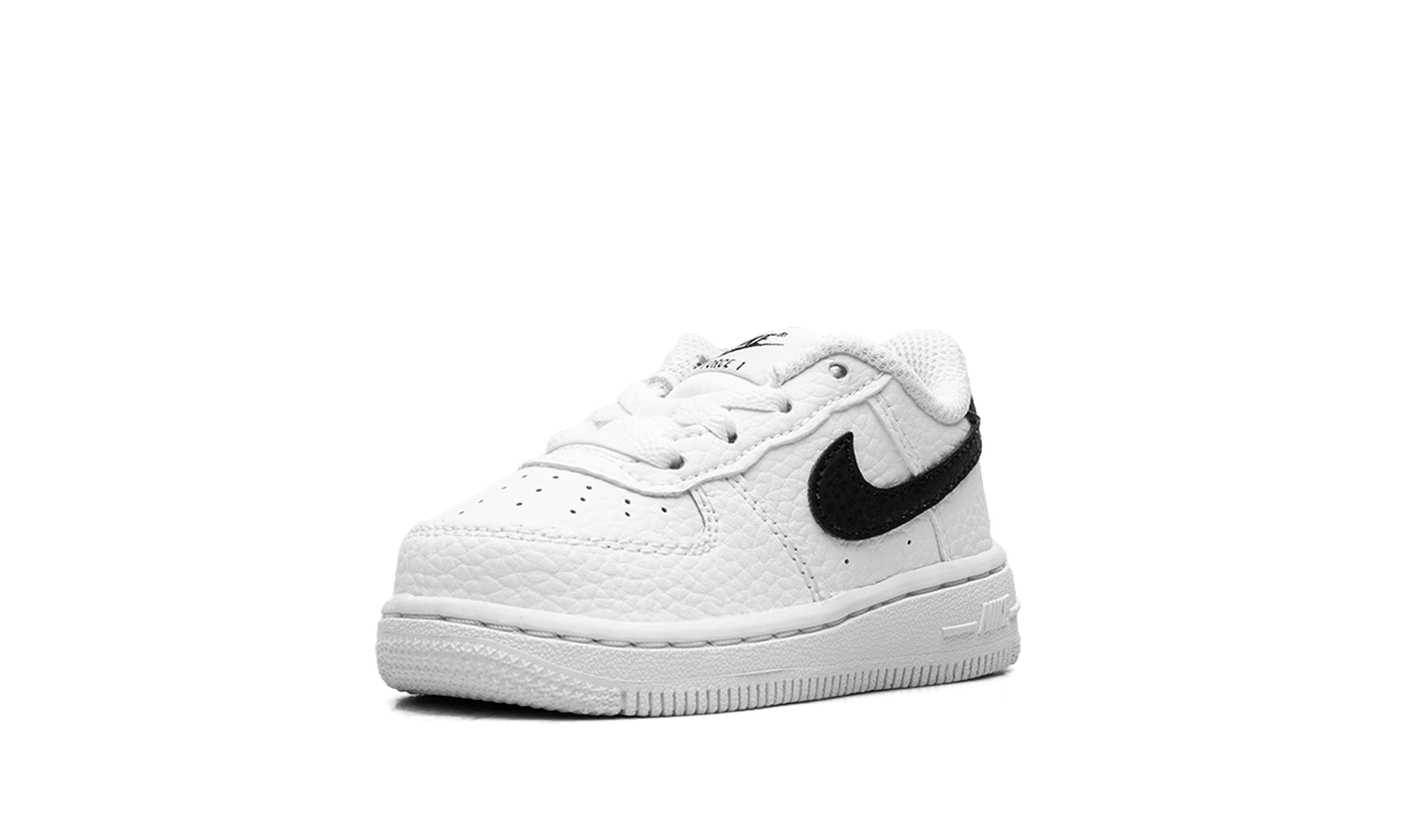 nike air force 1 low white black swoosh td+CZ1691-100+left diagnol single view