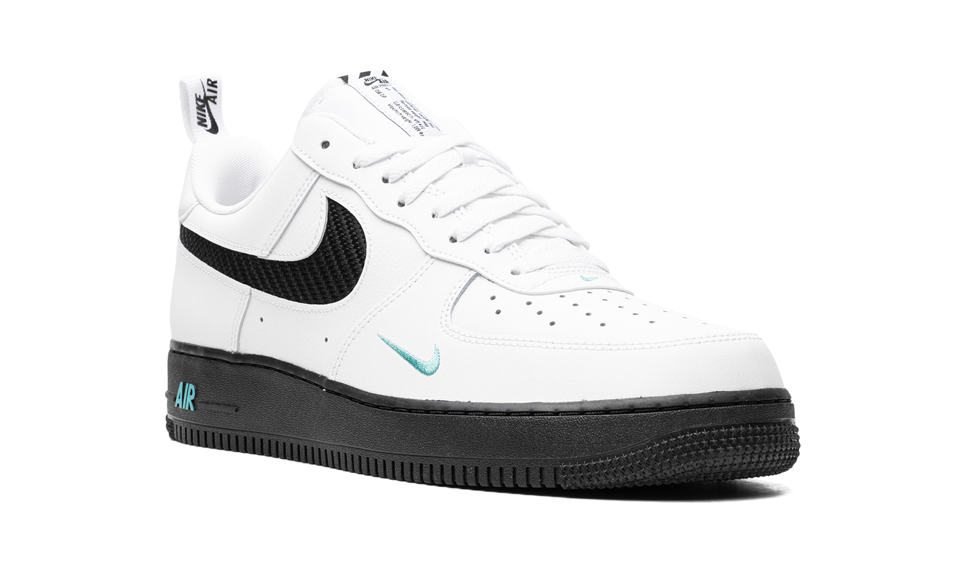 nike air force 1 low white black teal+DR0155-100+diagnol right view