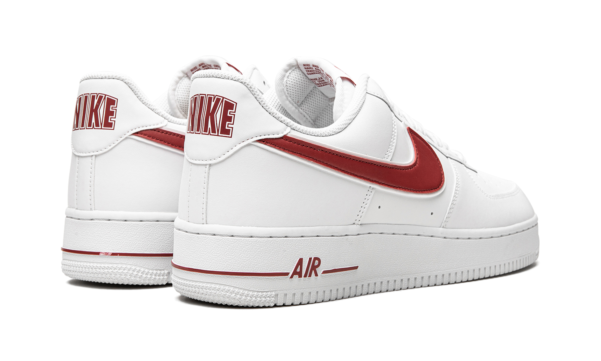 nike air force 1 low white gym red+AO2423-102+diagnol right behind view