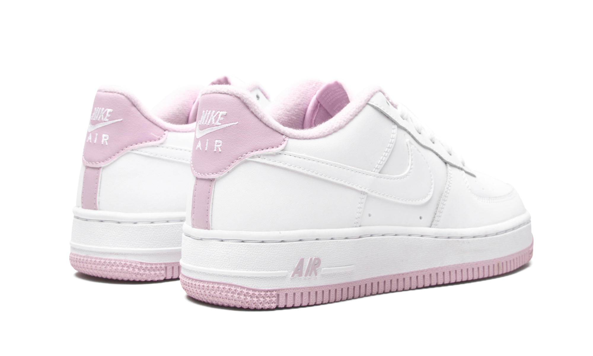 nike air force 1 low white iced lilac gs+CD6915-100+diagnol right behind view