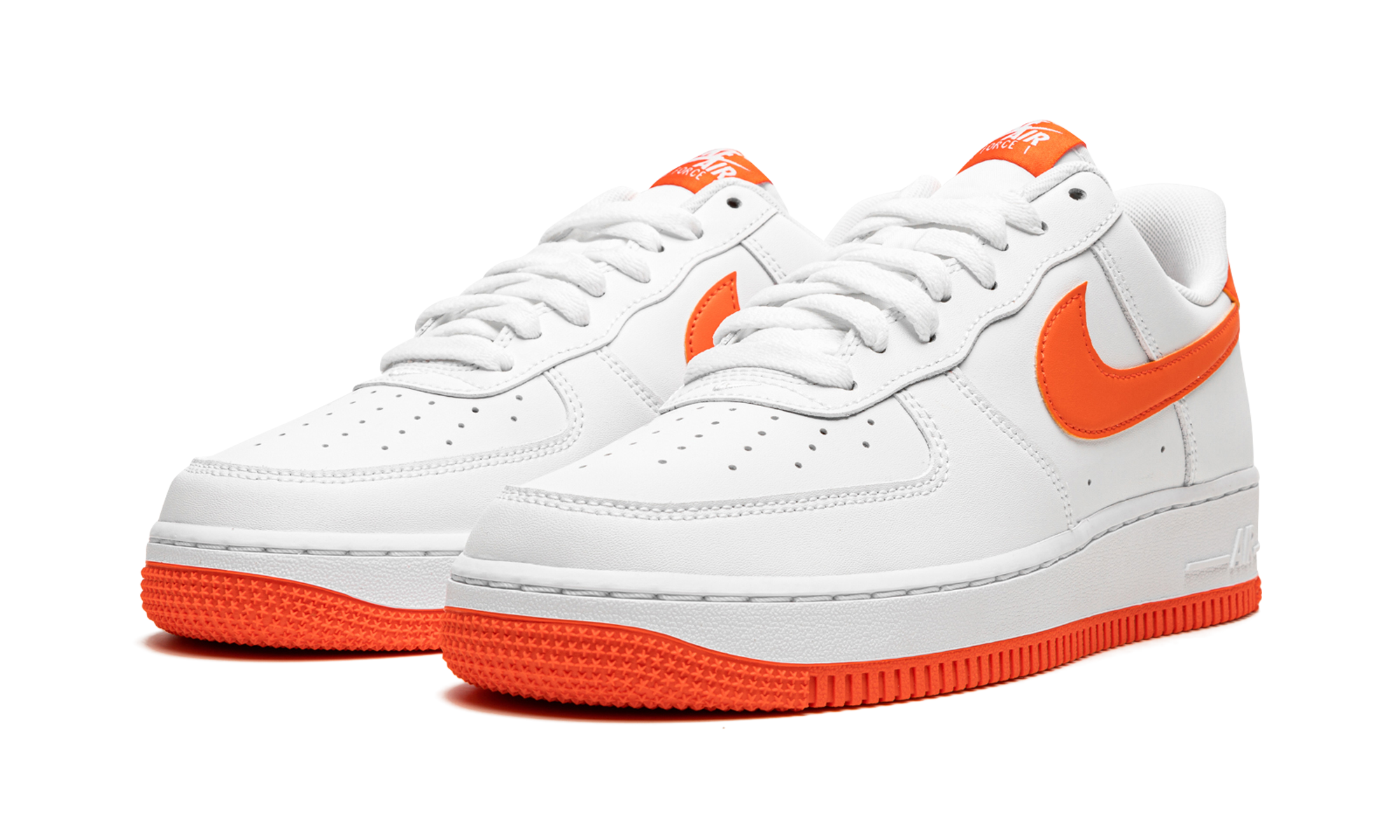 nike air force 1 low white orange 2021+DC2911-101+diagnol left view