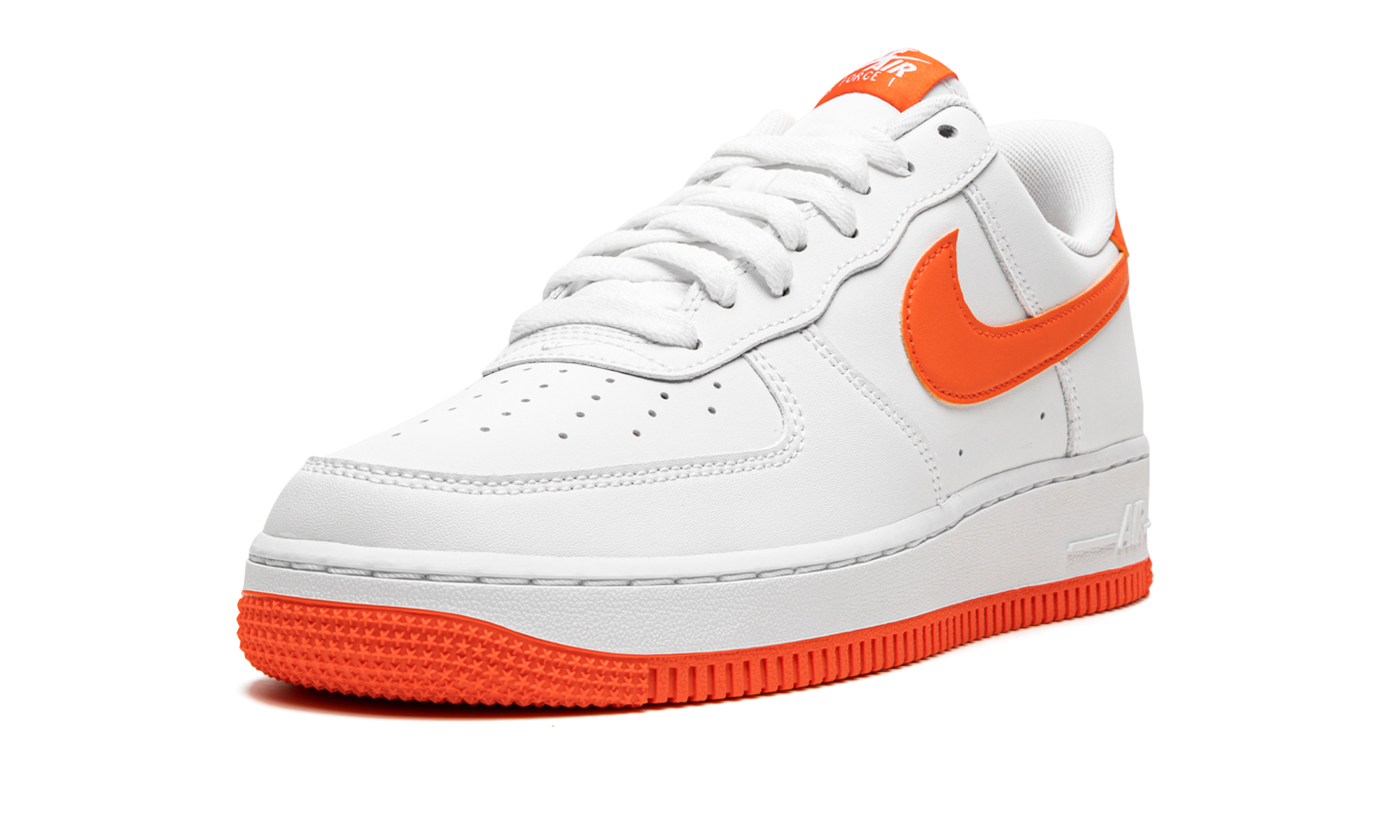 nike air force 1 low white orange 2021+DC2911-101+left diagnol single view