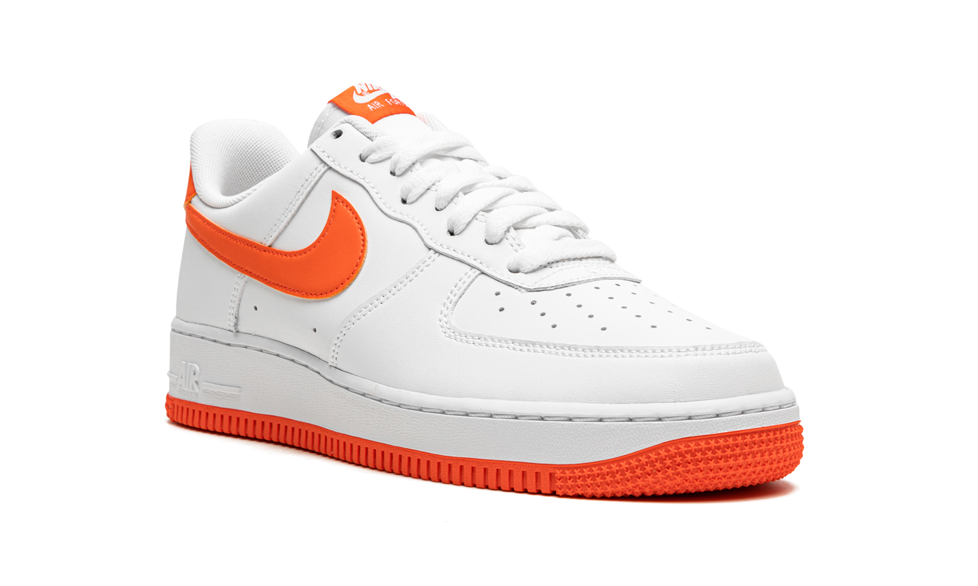 nike air force 1 low white orange 2021+DC2911-101+diagnol right view