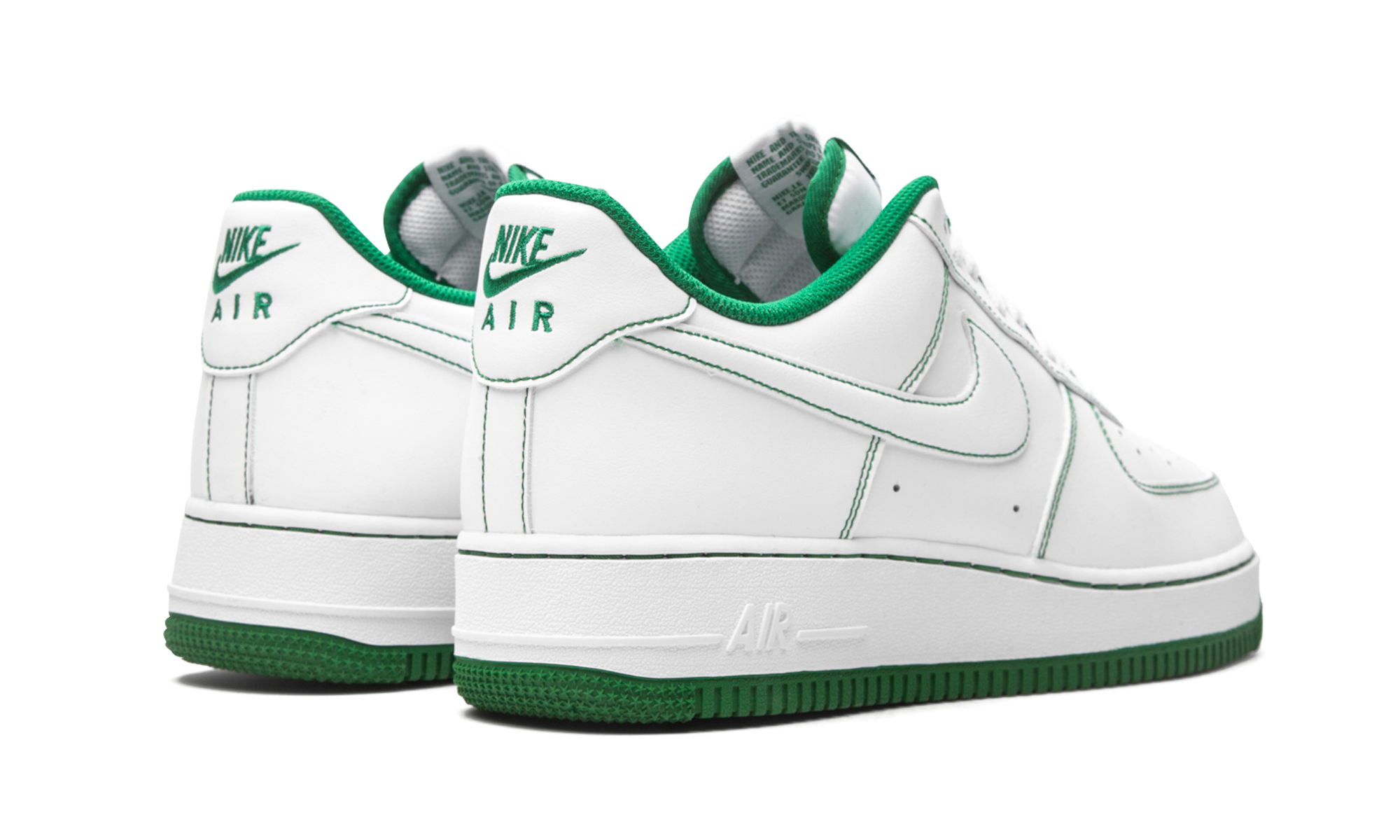 nike air force 1 low white pine green+CV1724-103+diagnol right behind view