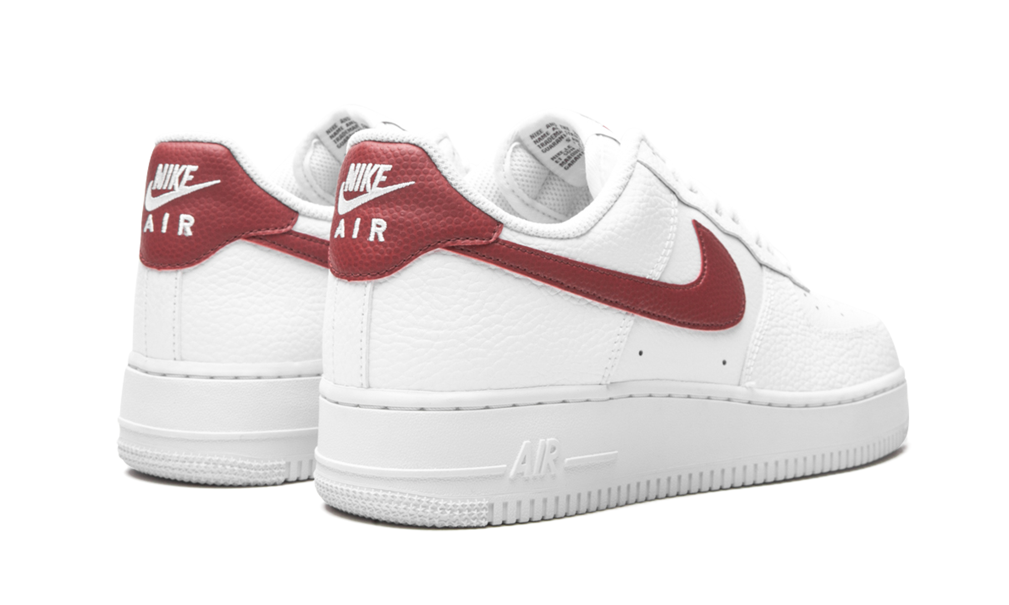 nike air force 1 low white team red+CZ0326-100+diagnol right behind view