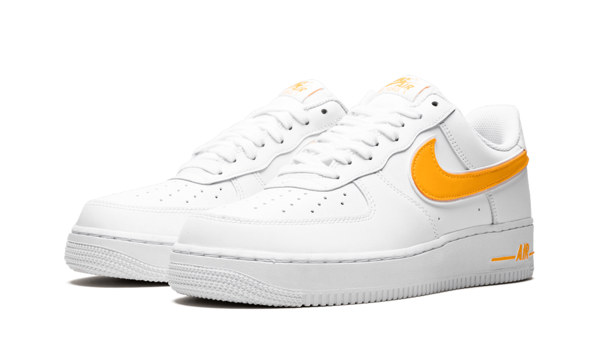 nike air force 1 low white university gold+AO2423-105+diagnol left view