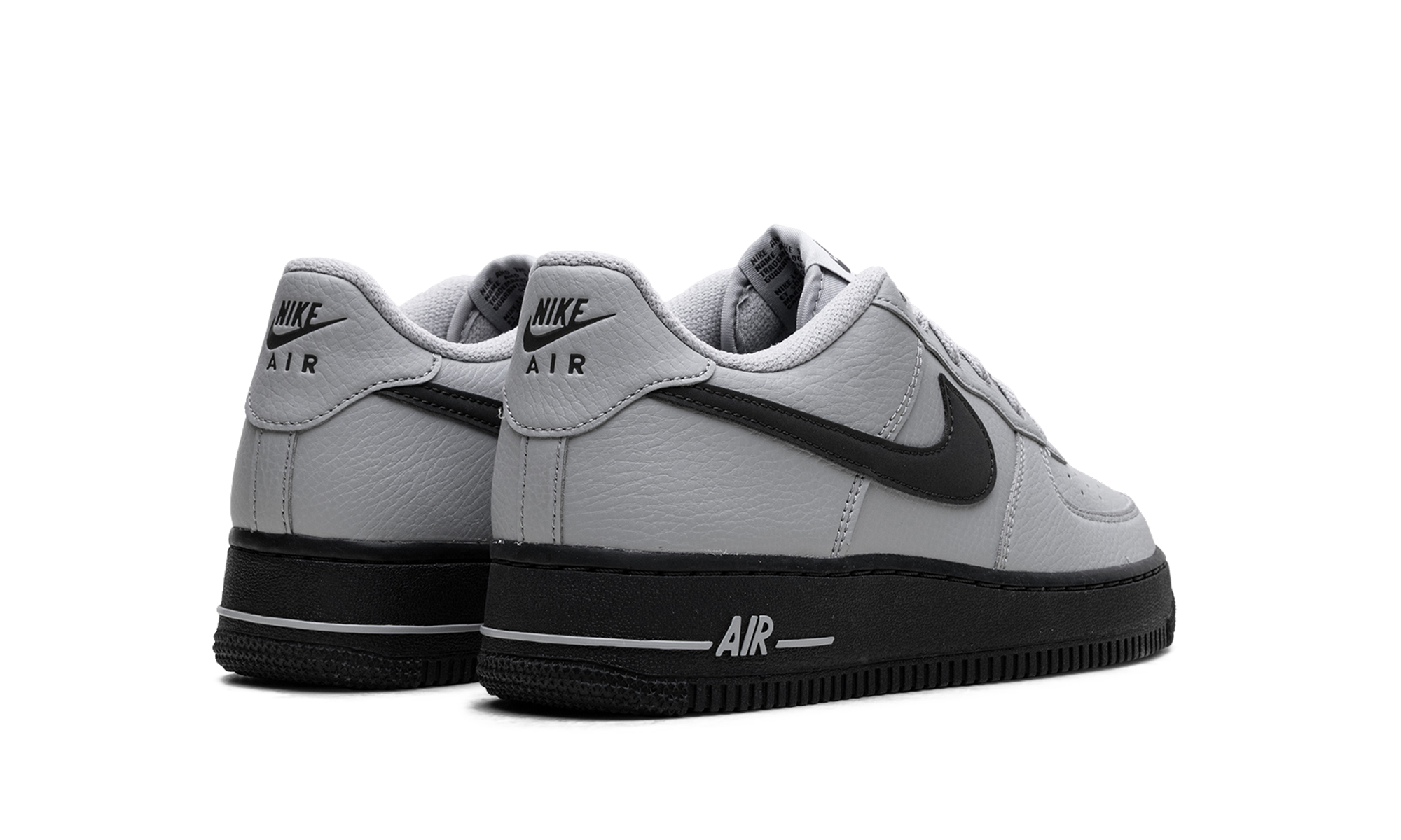 nike air force 1 low wolf grey dark smoke grey gs+HQ3807-002+diagnol right behind view