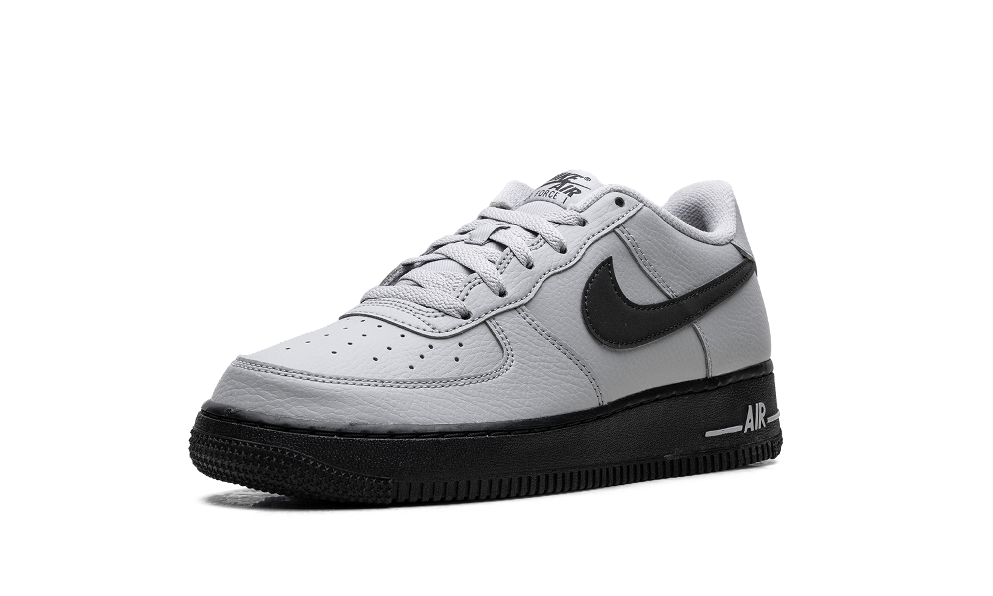 nike air force 1 low wolf grey dark smoke grey gs+HQ3807-002+left diagnol single view