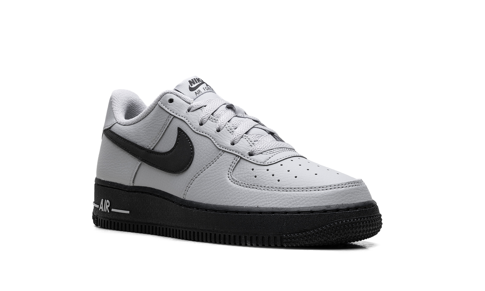 nike air force 1 low wolf grey dark smoke grey gs+HQ3807-002+diagnol right view