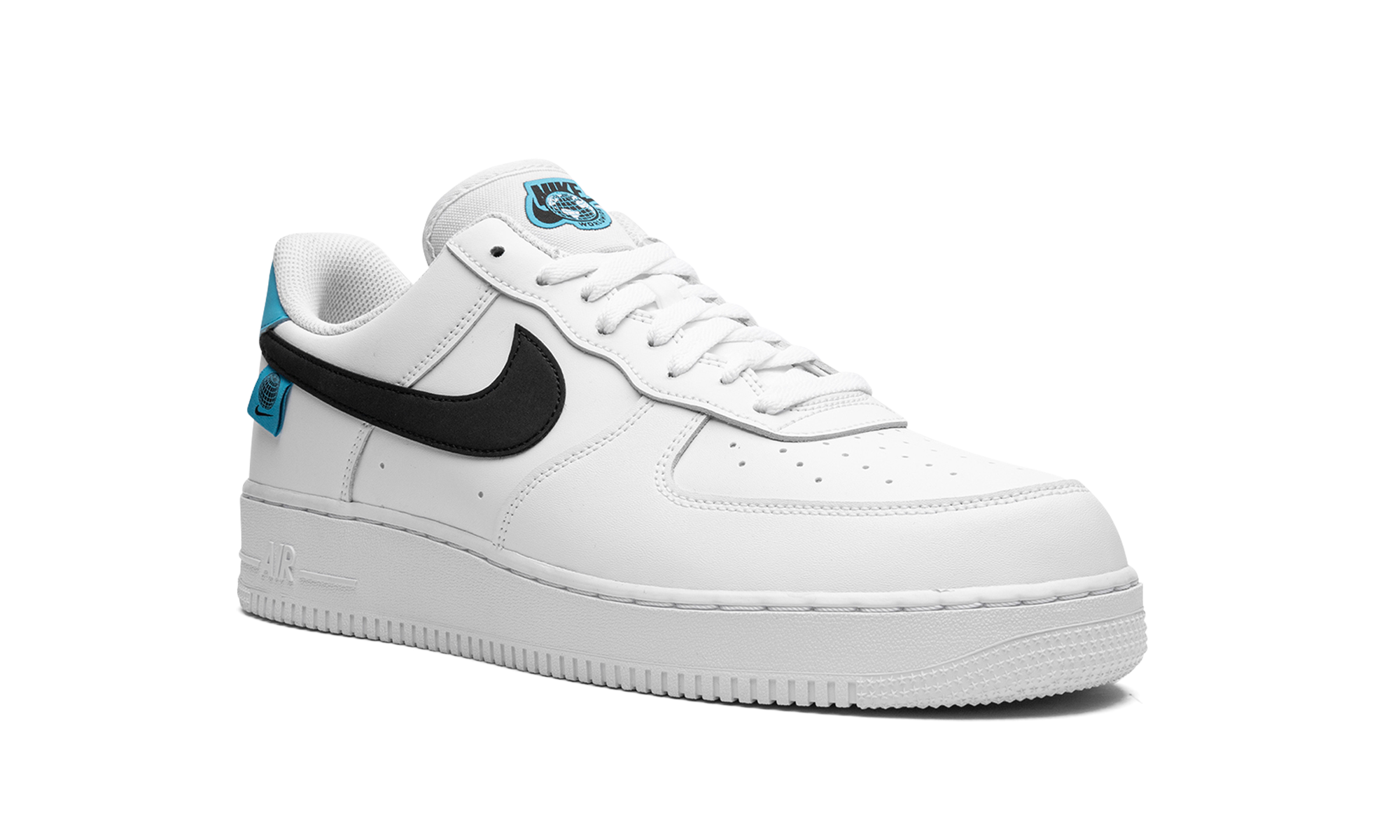 nike air force 1 low worldwide white blue fury black+CK7648-100+diagnol right view