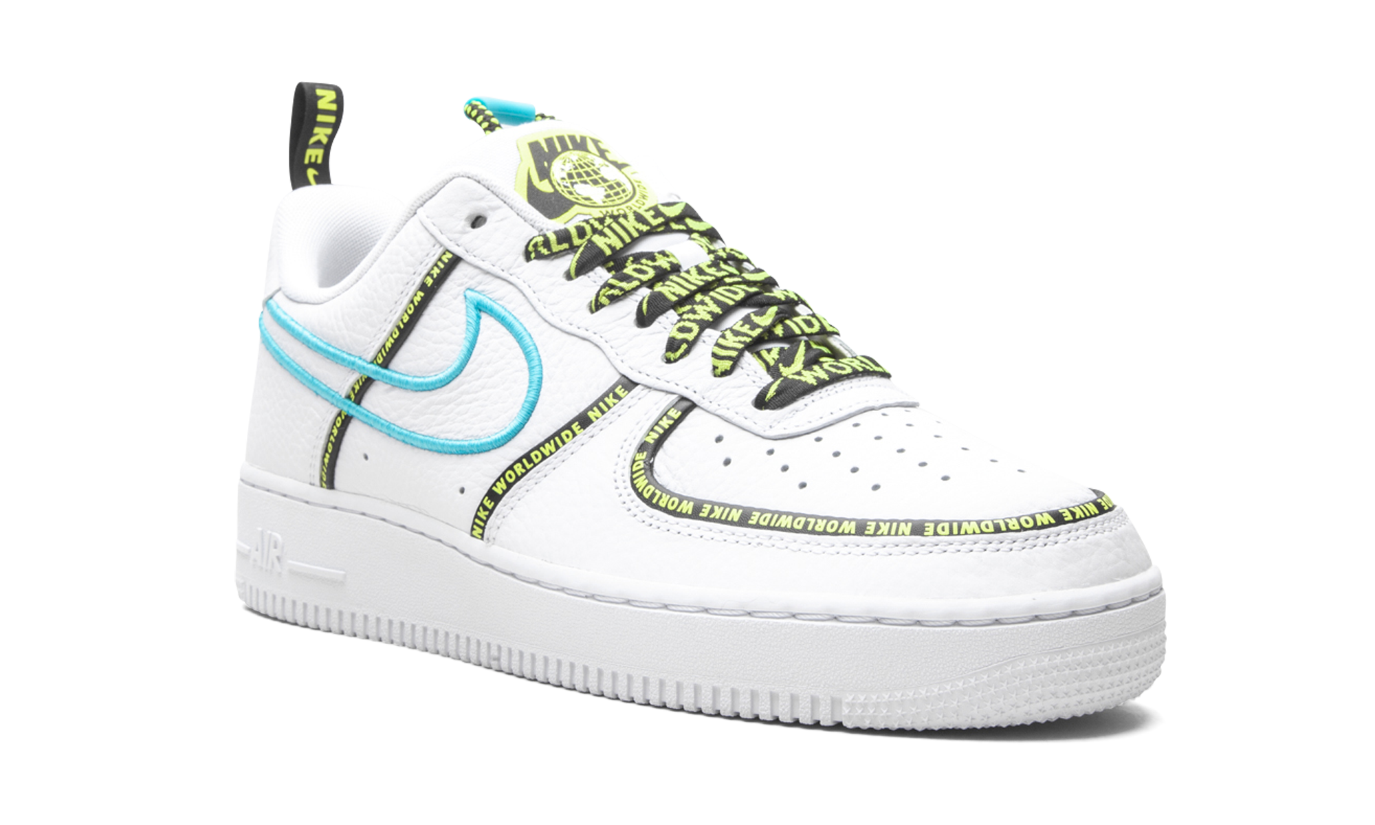 nike air force 1 low worldwide white blue fury volt+CK7213-100+diagnol right view