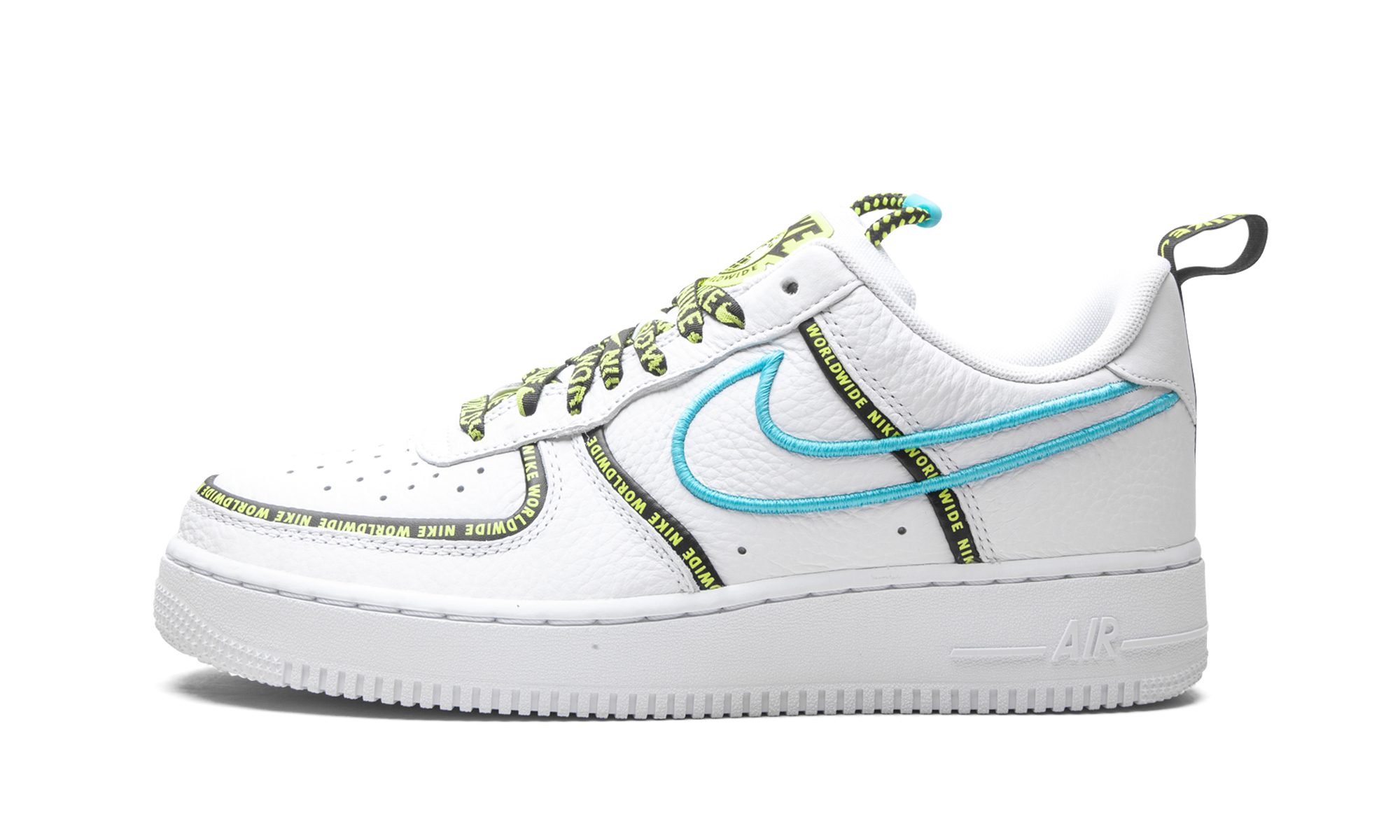 nike air force 1 low worldwide white blue fury volt+CK7213-100+diagnol right view 1