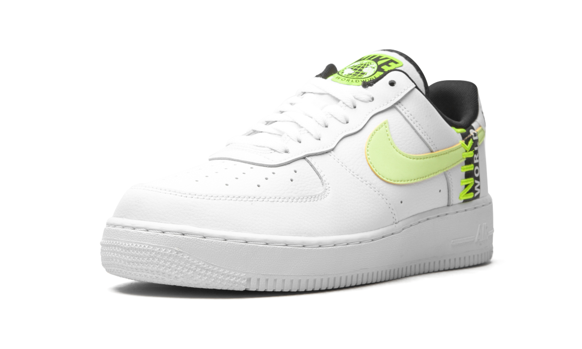 nike air force 1 low worldwide white volt+CK6924-101+left diagnol single view