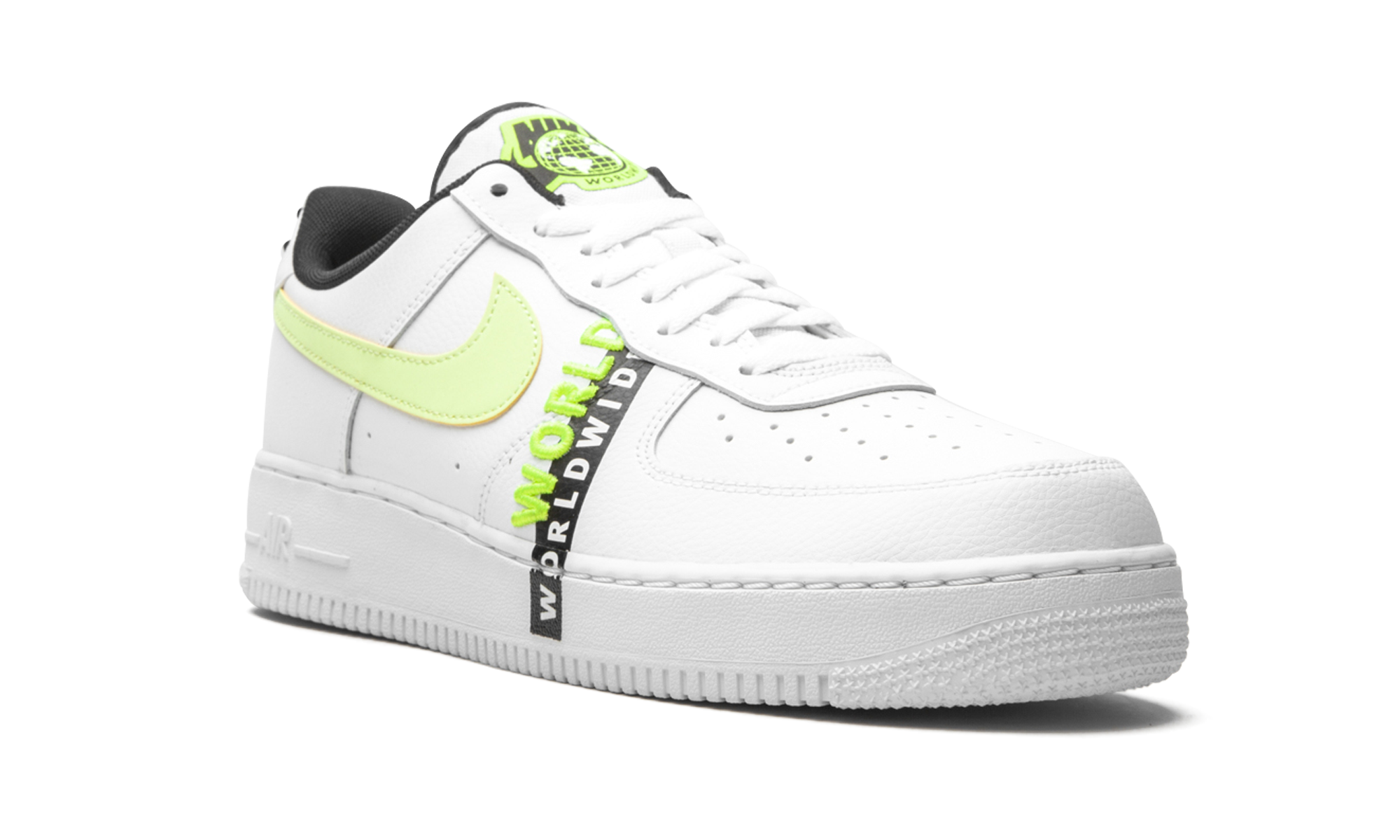 nike air force 1 low worldwide white volt+CK6924-101+diagnol right view