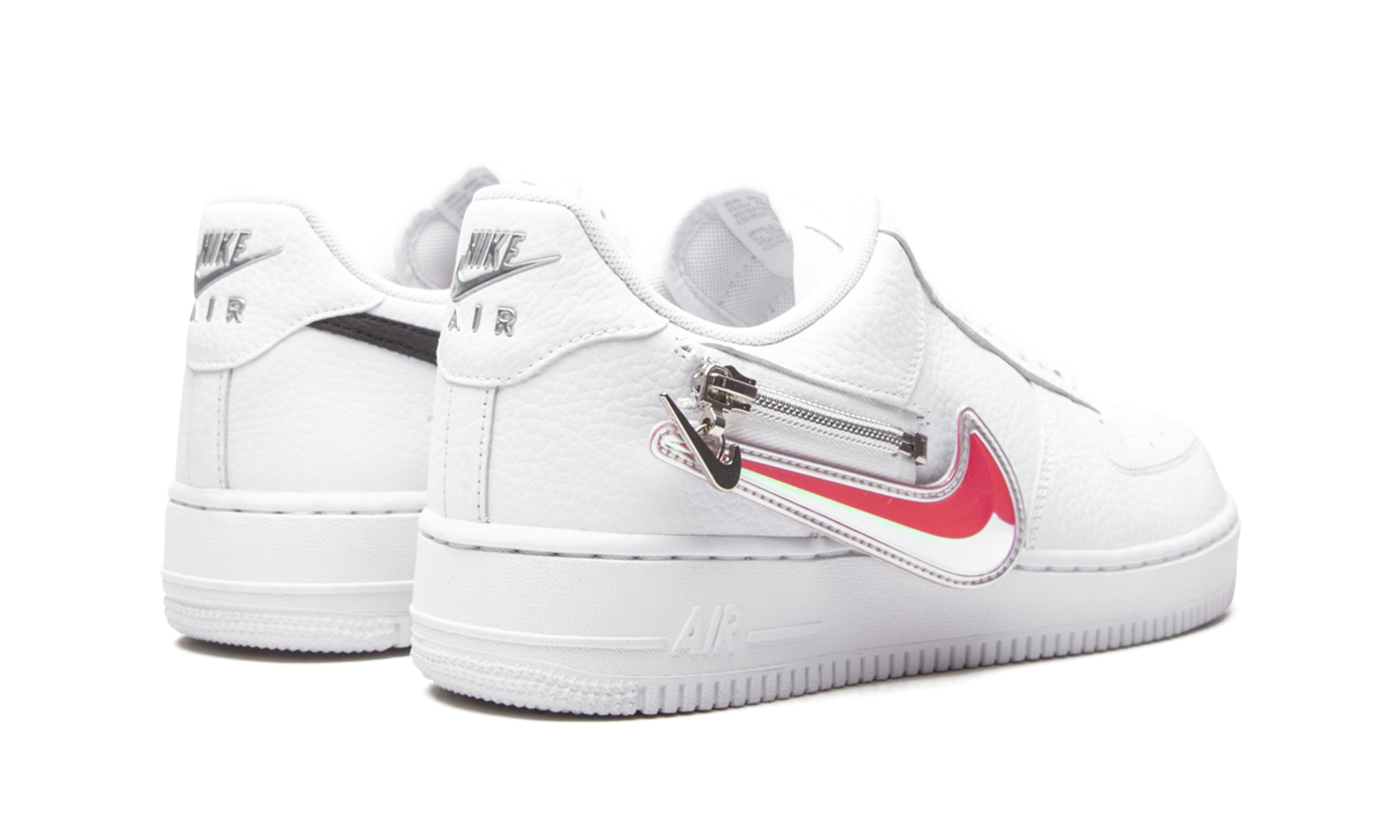 nike air force 1 low zip swoosh white+CW6558-100+diagnol right behind view