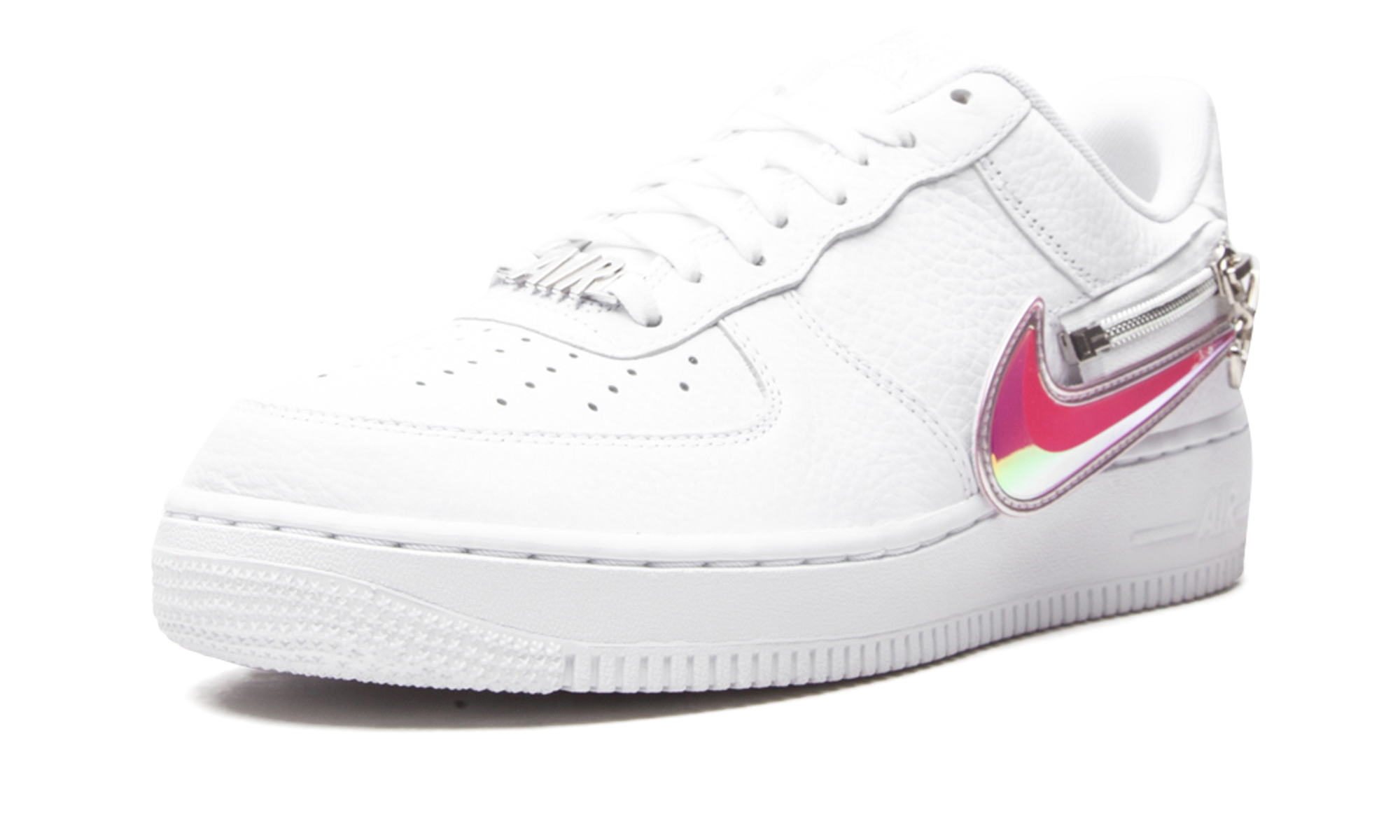 nike air force 1 low zip swoosh white+CW6558-100+left diagnol single view