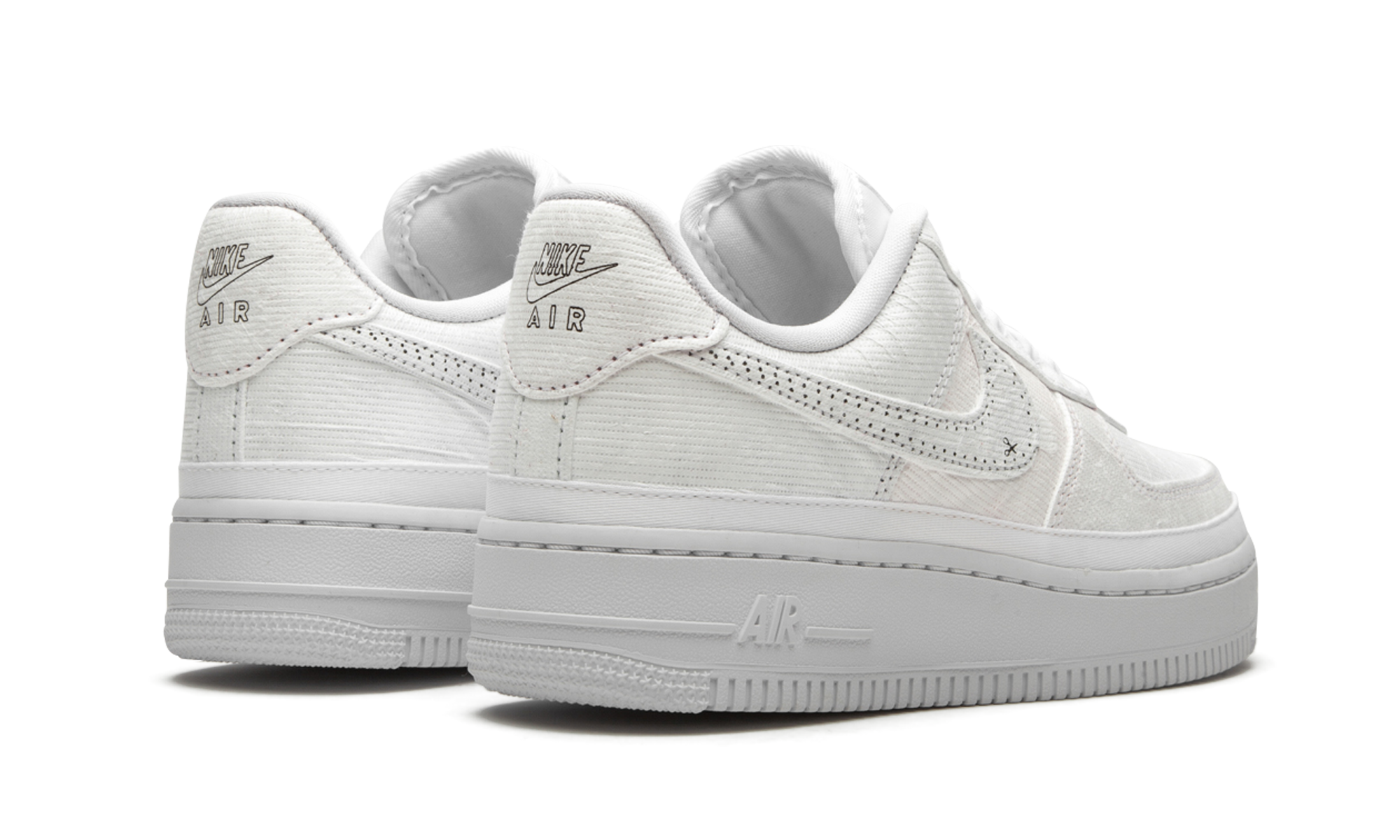 nike air force 1 lx reveal black swoosh women s+CJ1650-100+diagnol right behind view
