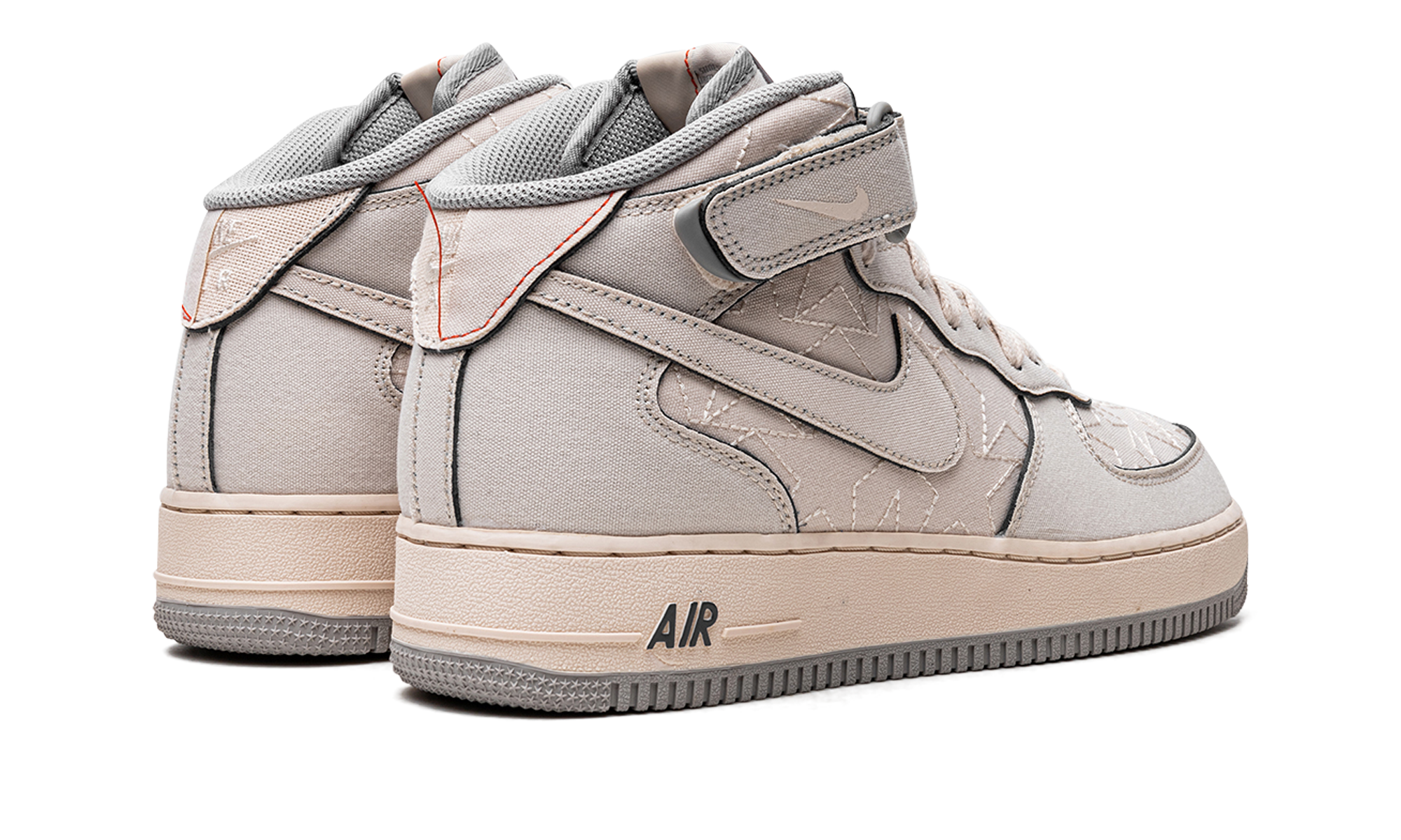 nike air force 1 mid 07 tear away pearl white+DZ5367-219+diagnol right behind view