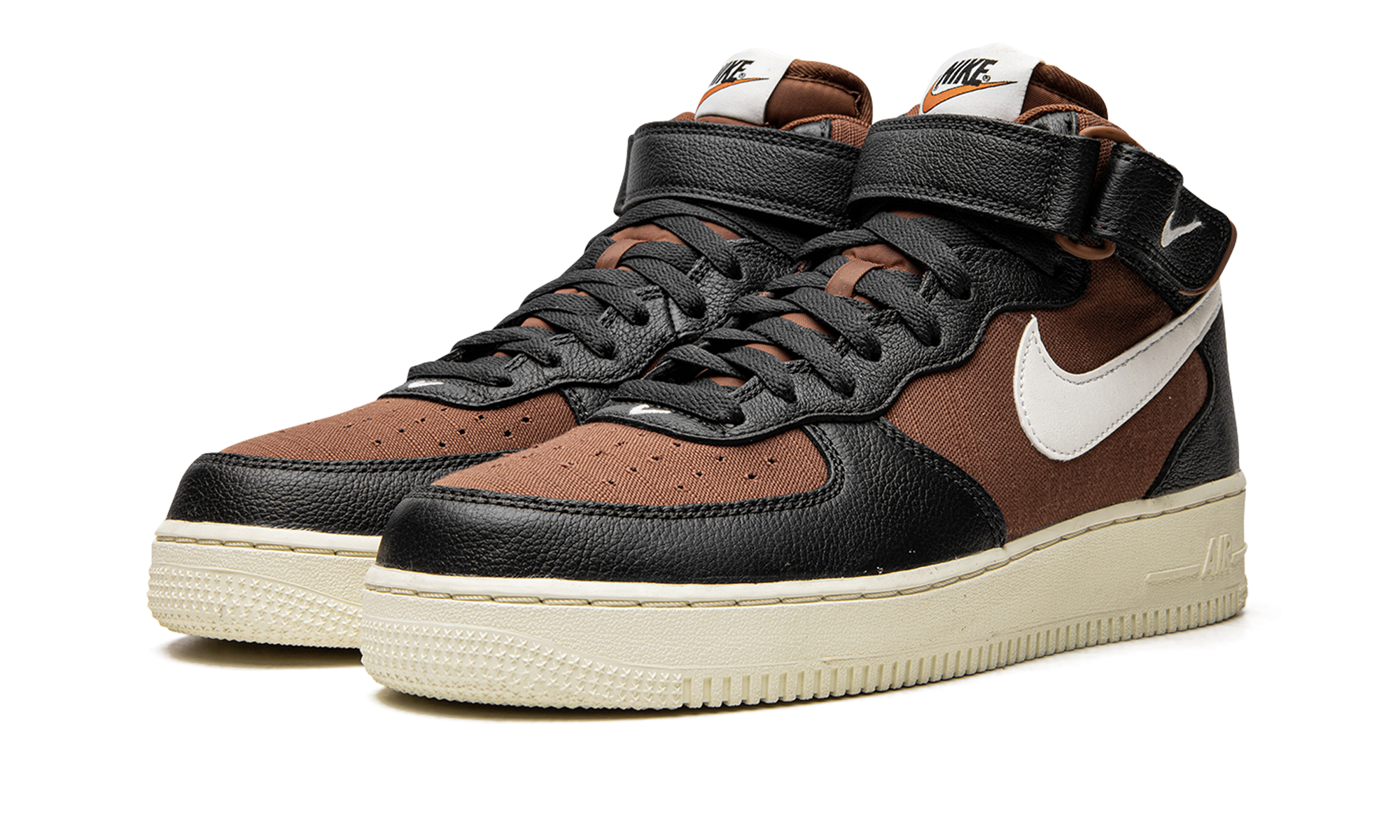 nike air force 1 mid 07 vintage off noir pecan+DQ8766-001+diagnol left view