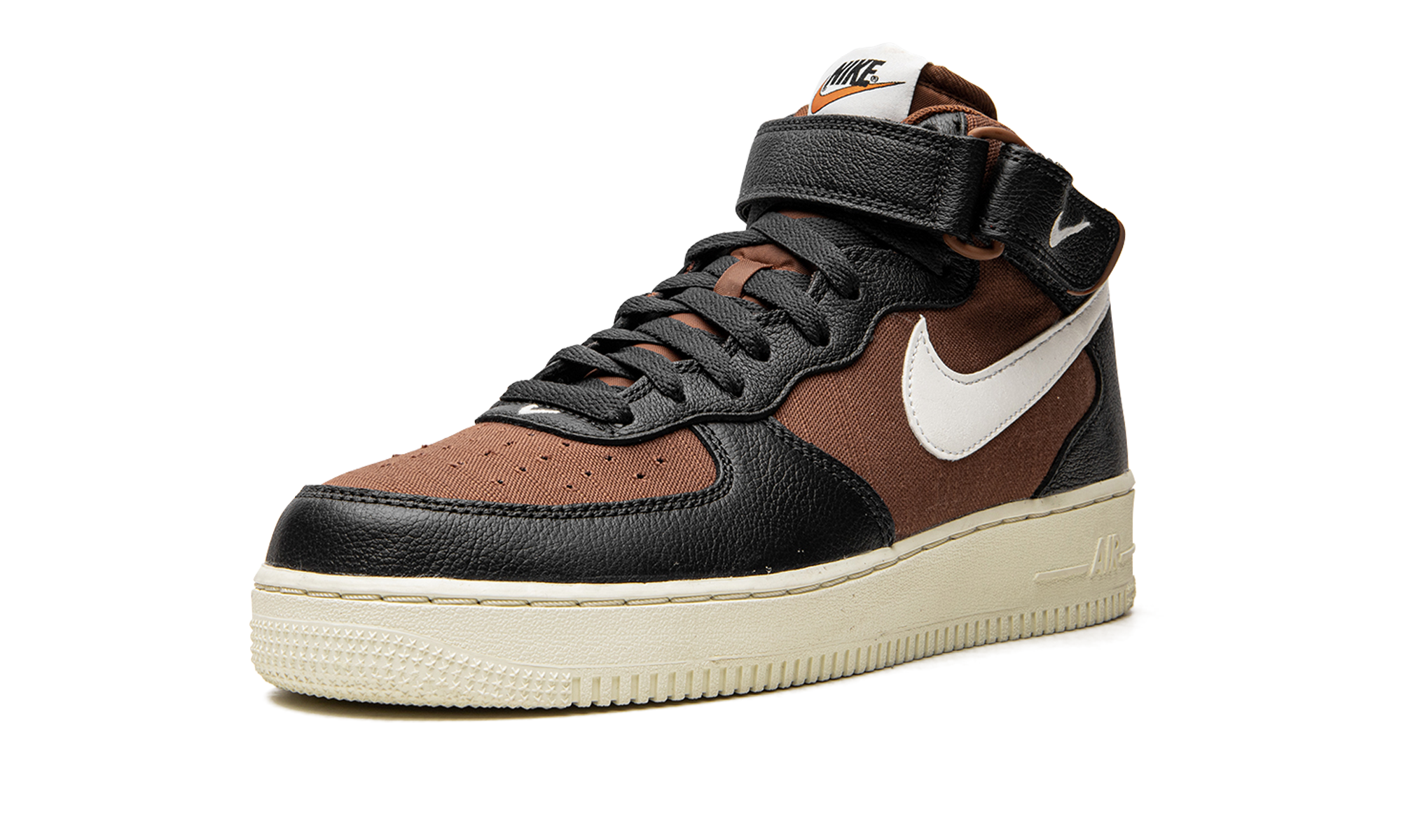 nike air force 1 mid 07 vintage off noir pecan+DQ8766-001+left diagnol single view
