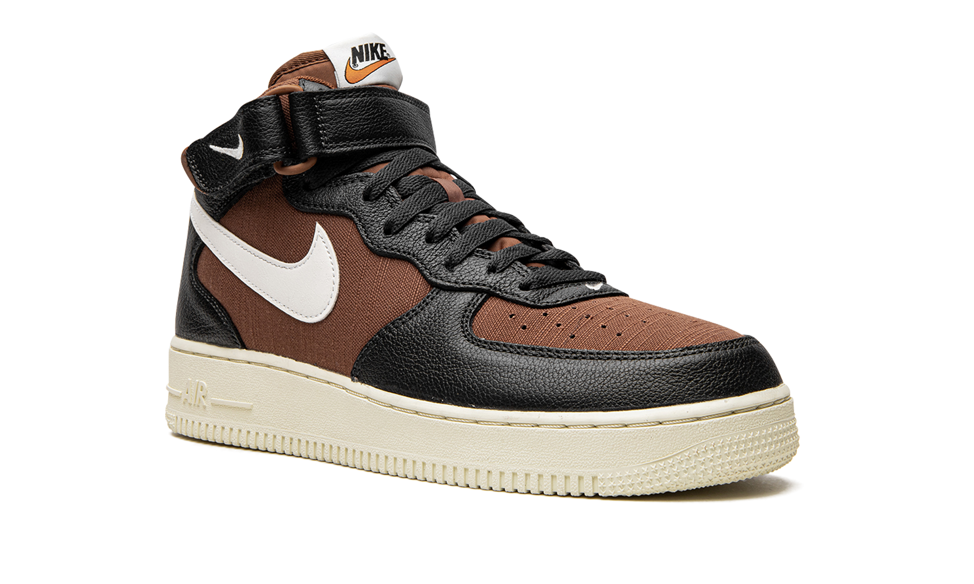 nike air force 1 mid 07 vintage off noir pecan+DQ8766-001+diagnol right view