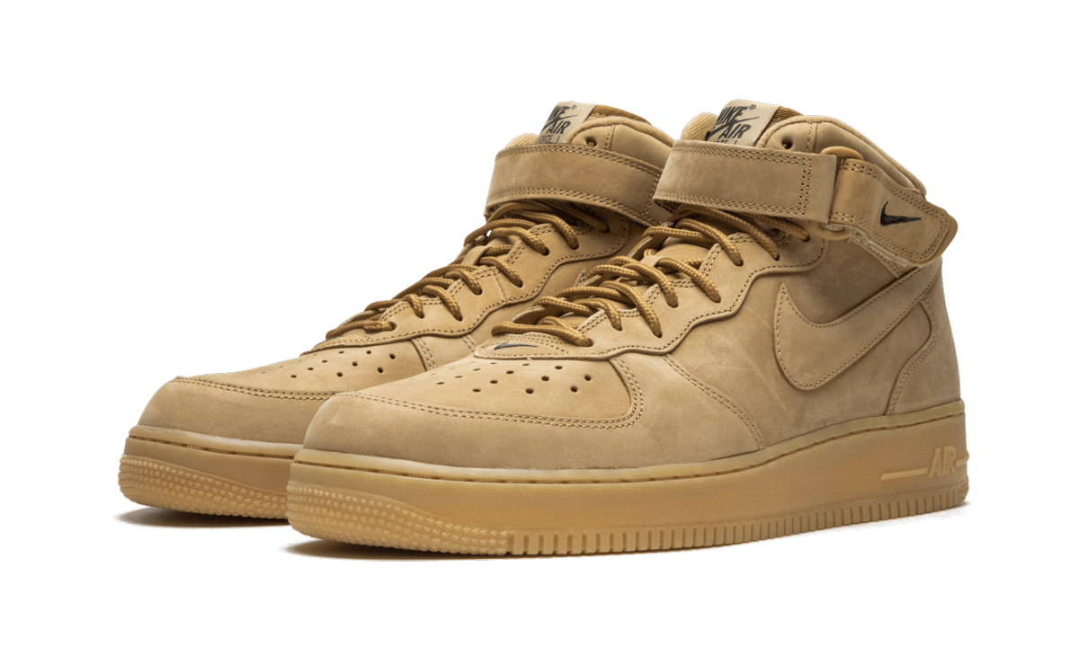 nike air force 1 mid flax 2016+715889-200+diagnol left view