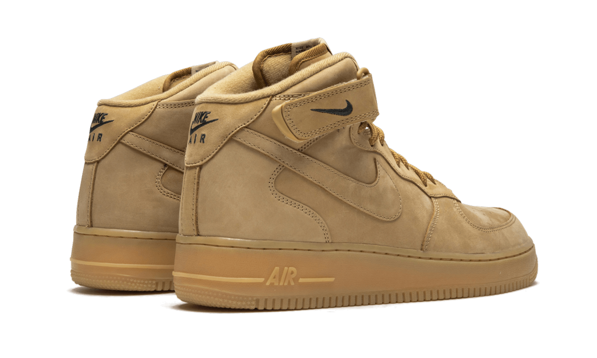 nike air force 1 mid flax 2016+715889-200+diagnol right behind view