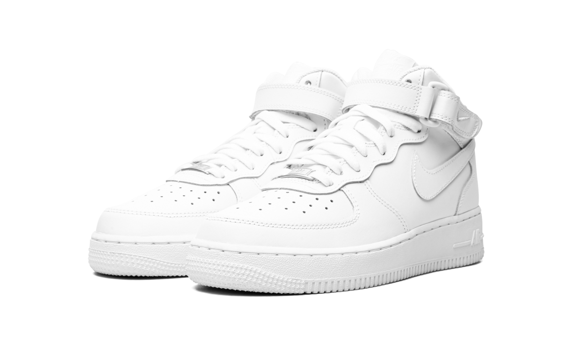 nike air force 1 mid le triple white gs+Dh2933-111+diagnol left view
