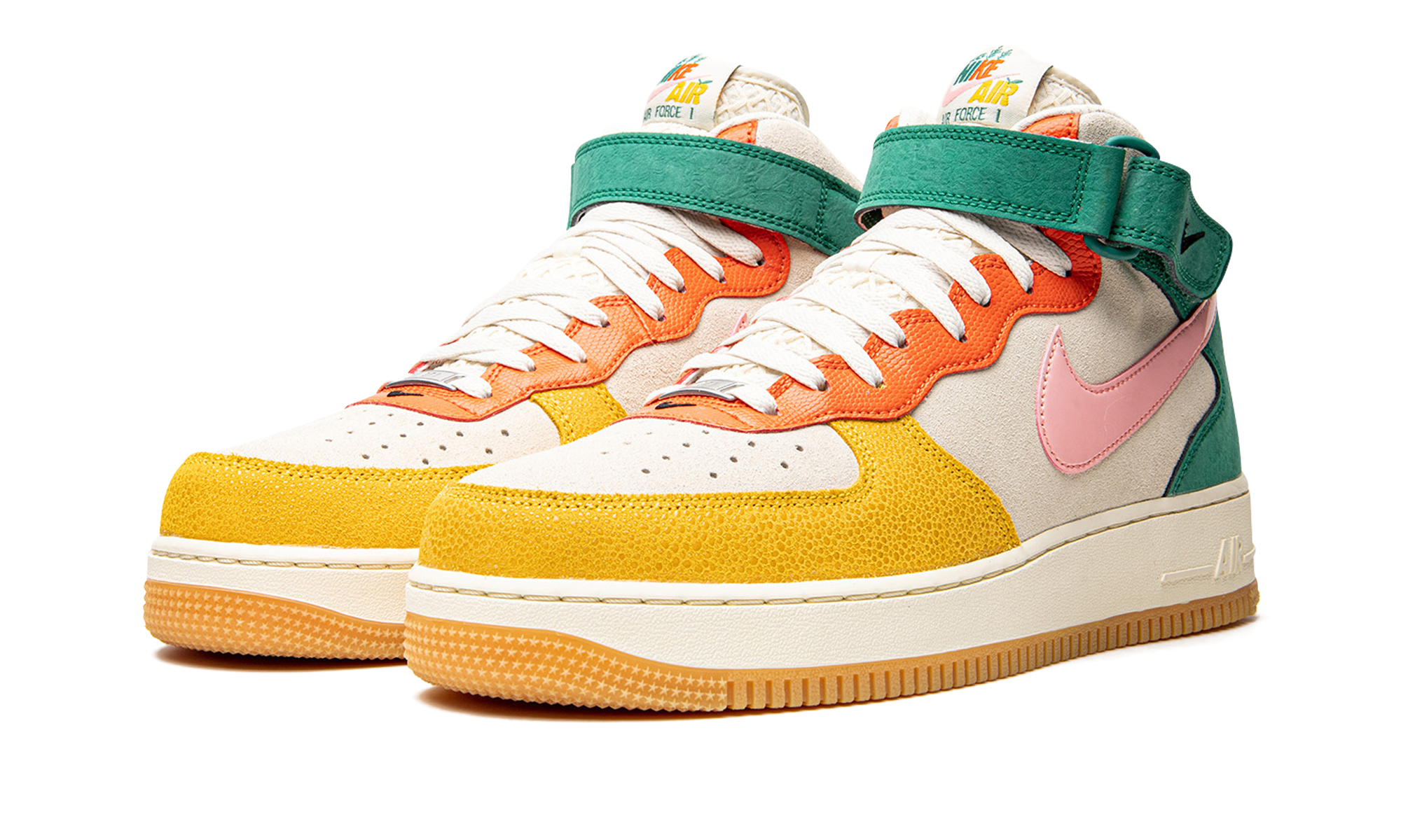 nike air force 1 mid nh vivid sulfur rush orange+DR0158-100+diagnol left view