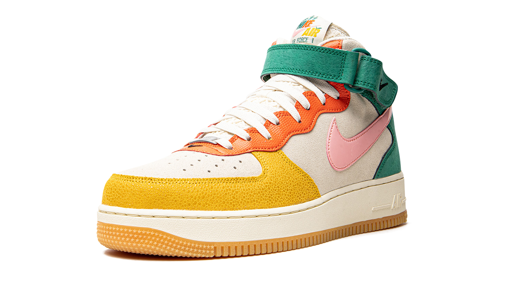 nike air force 1 mid nh vivid sulfur rush orange+DR0158-100+left diagnol single view
