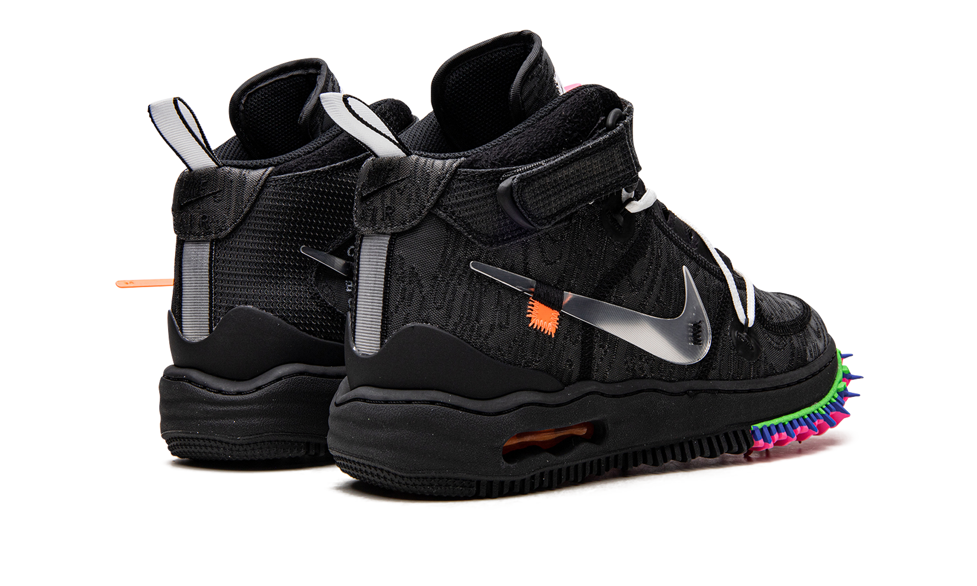 nike air force 1 mid off white black+DO6290-001+diagnol right behind view