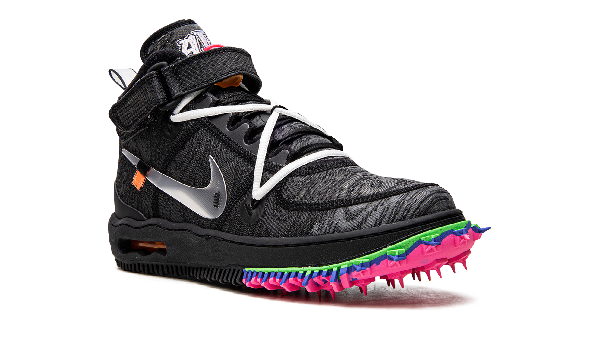 nike air force 1 mid off white black+DO6290-001+diagnol right view