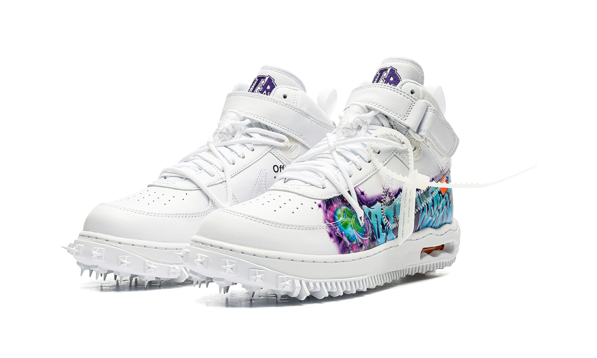 nike air force 1 mid off white graffiti white+DR0500-100+diagnol left view