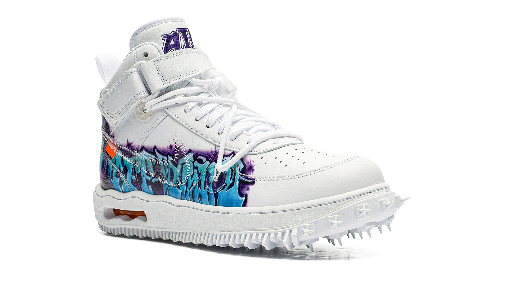 nike air force 1 mid off white graffiti white+DR0500-100+diagnol right view