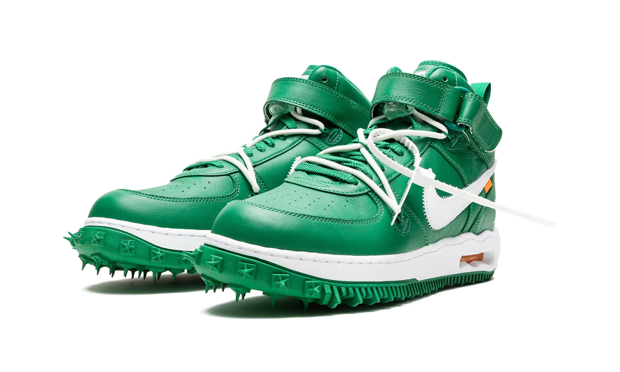 nike air force 1 mid off white pine green+DR0500-300+diagnol left view
