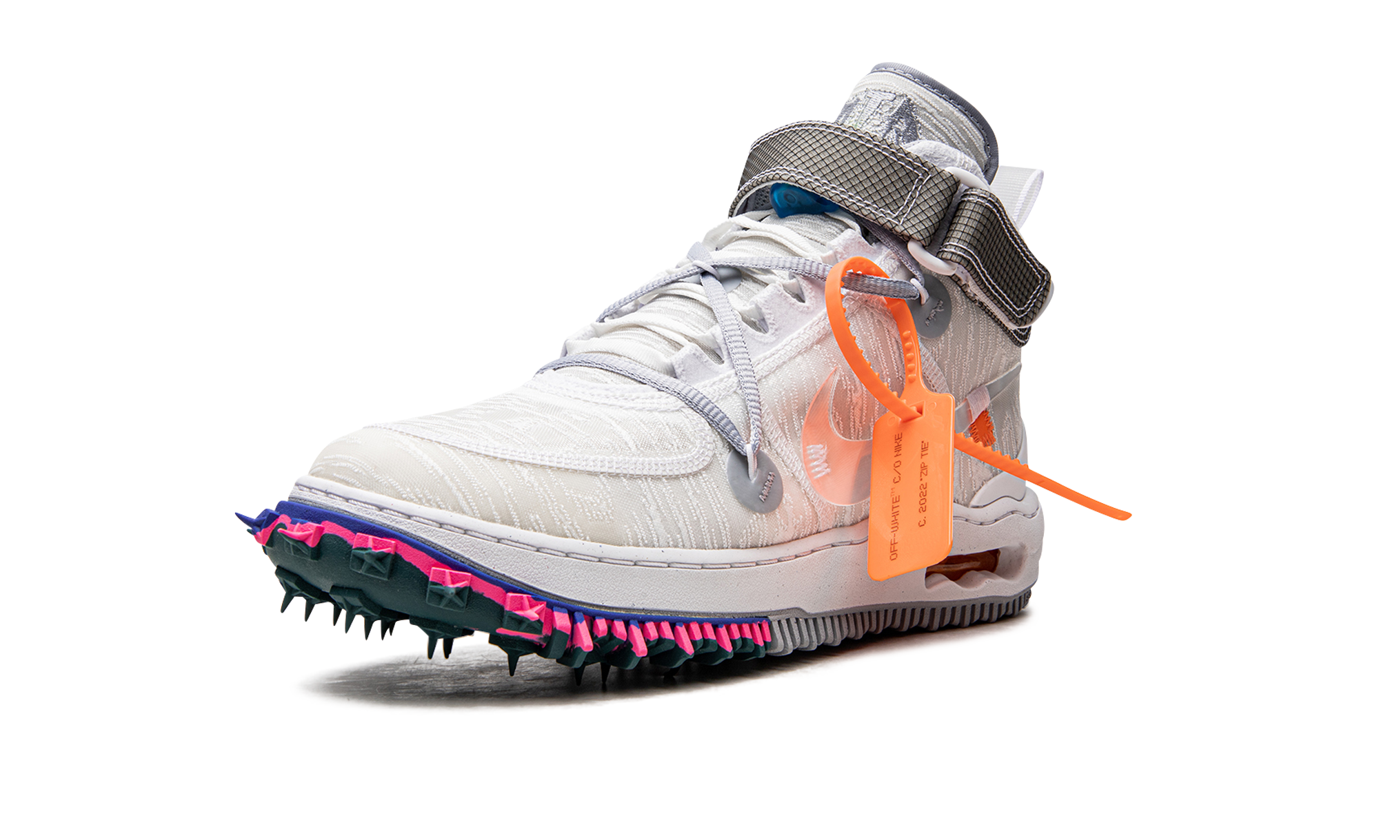 nike air force 1 mid off white white+DO6290-100+left diagnol single view