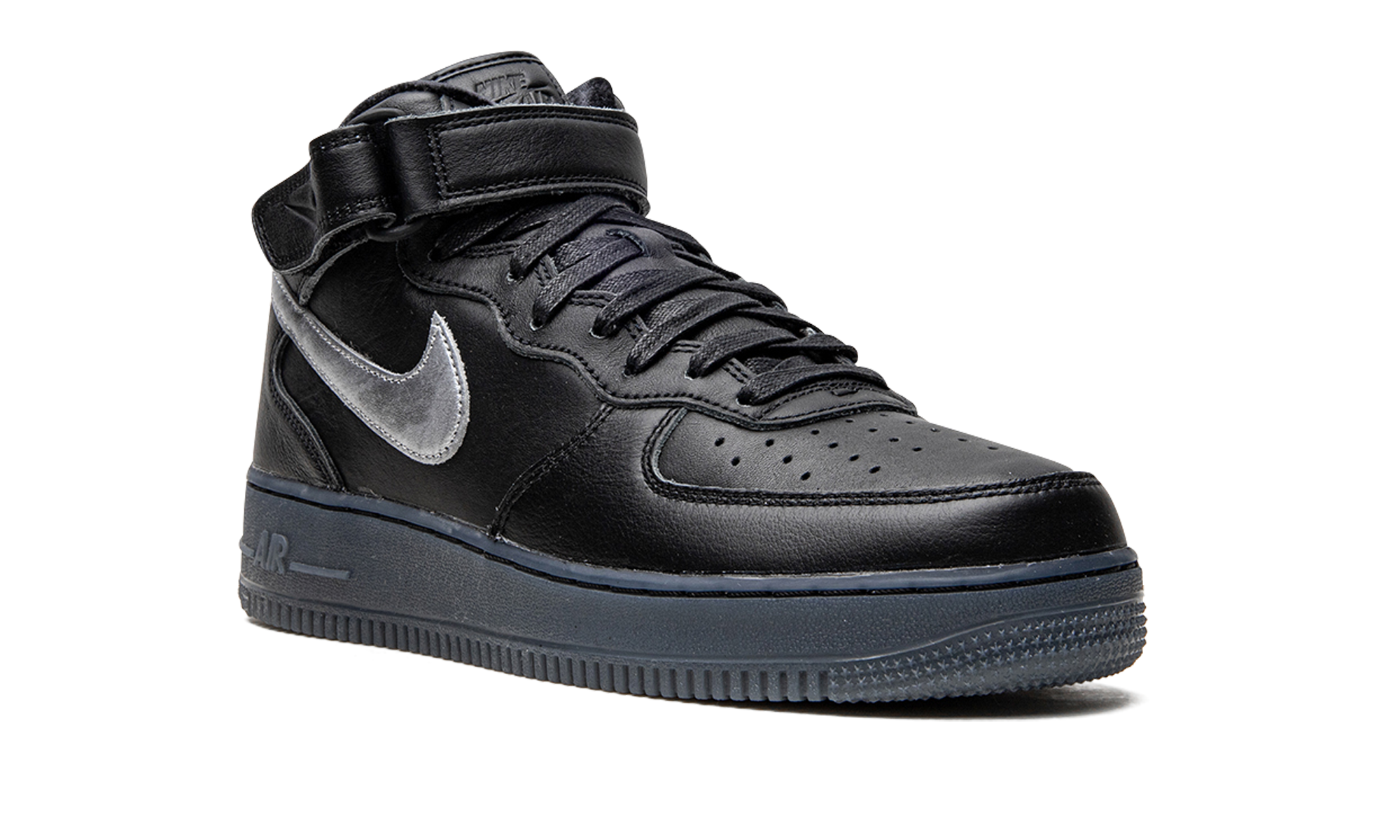 nike air force 1 mid prm black metallic silver+DX3061-001+diagnol right view