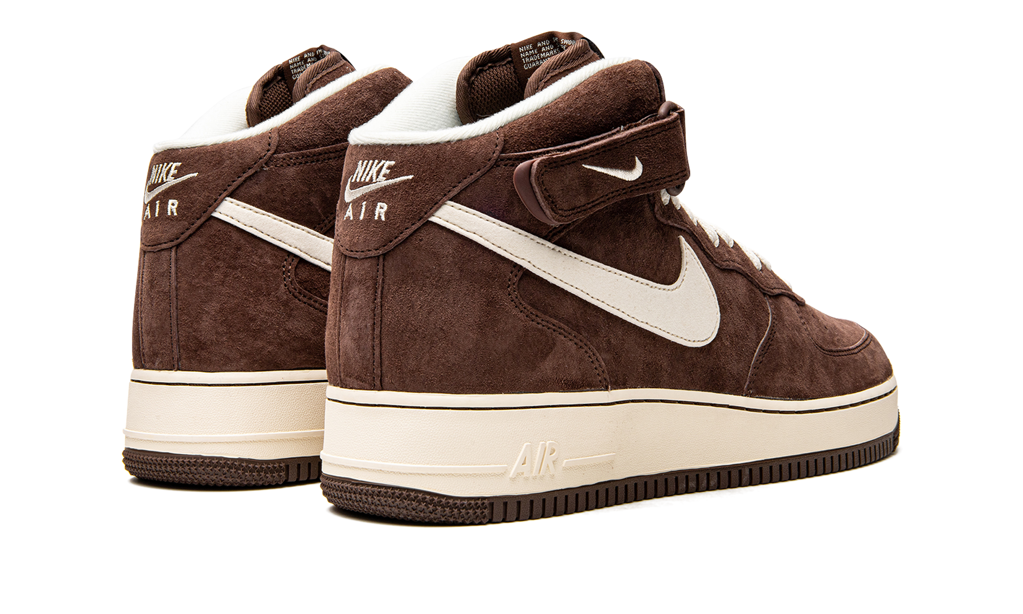 nike air force 1 mid qs chocolate+DM0107-200+diagnol right behind view