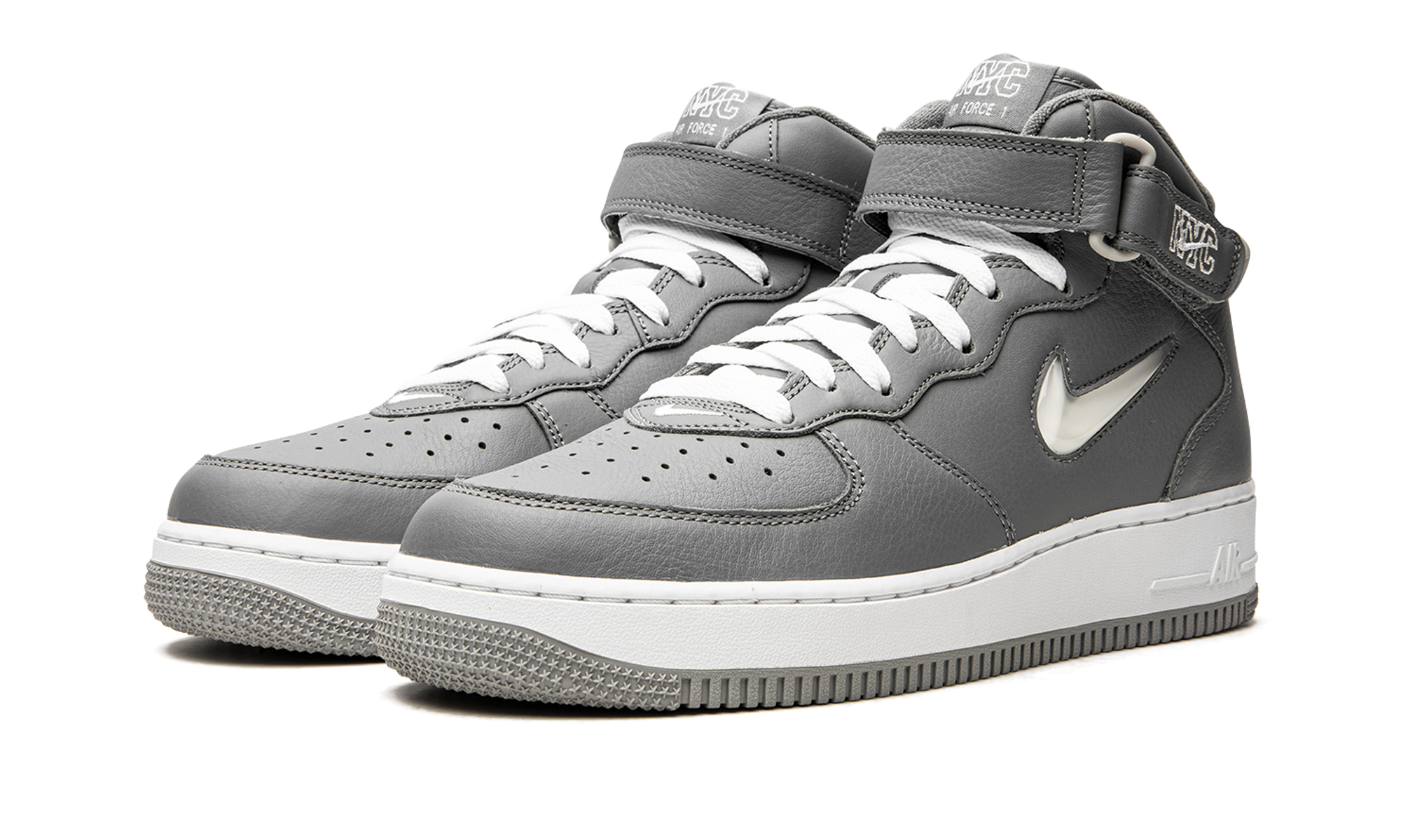 nike air force 1 mid qs jewel nyc cool grey+DH5622-001+diagnol left view
