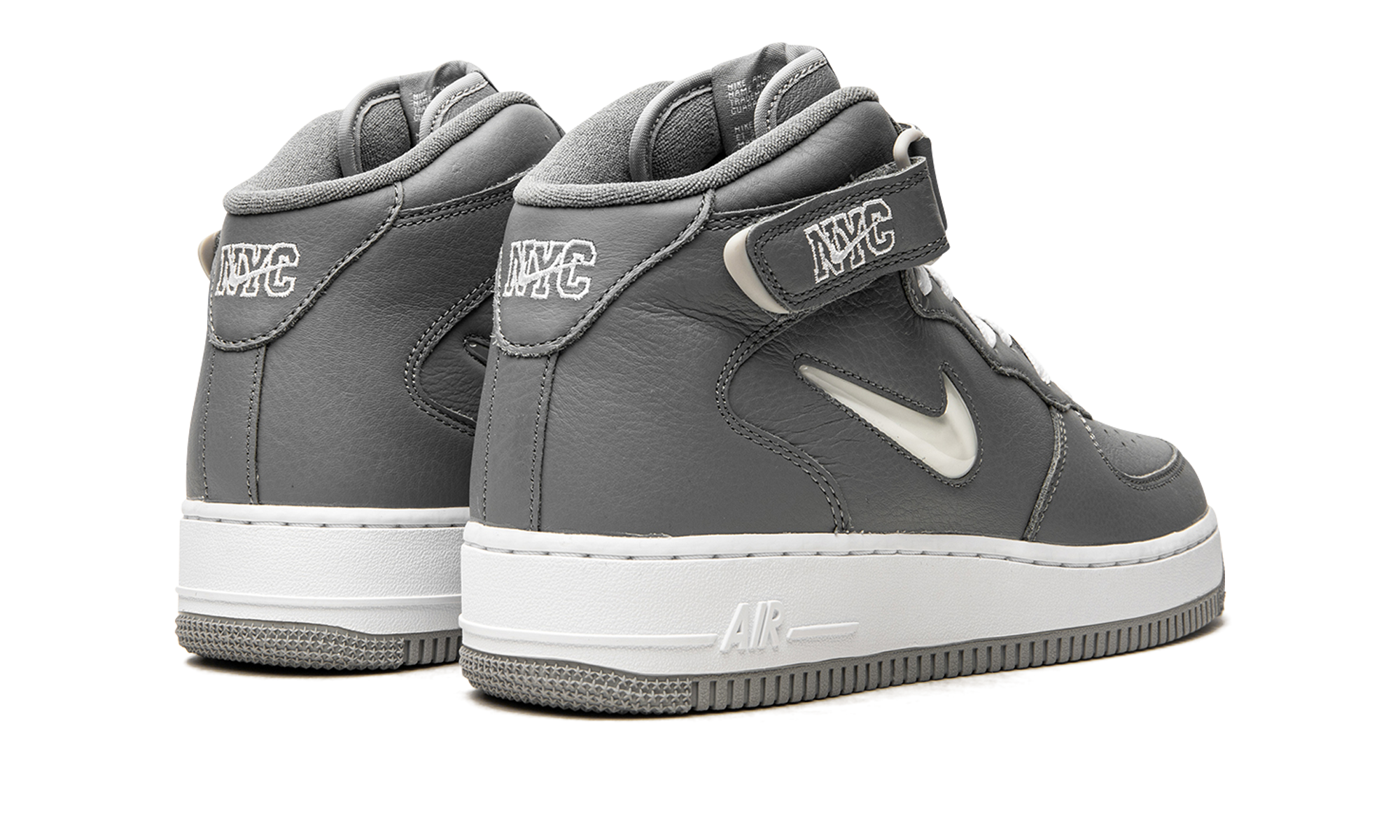 nike air force 1 mid qs jewel nyc cool grey+DH5622-001+diagnol right behind view