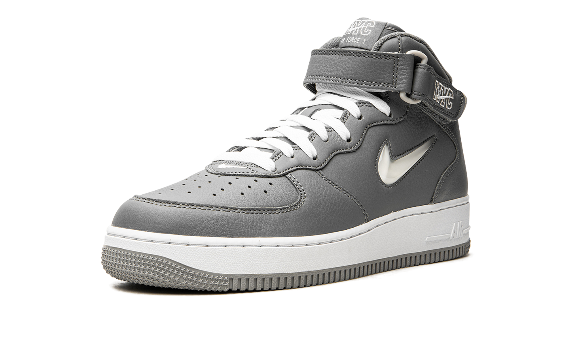 nike air force 1 mid qs jewel nyc cool grey+DH5622-001+left diagnol single view