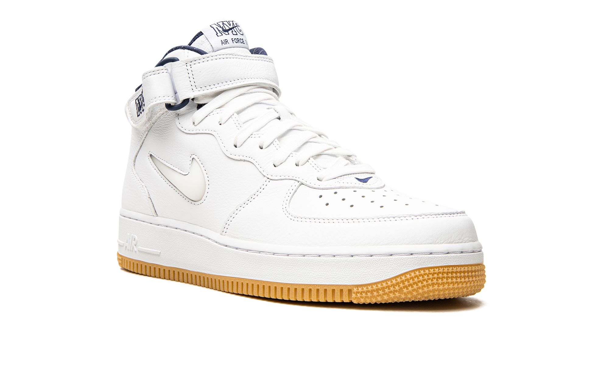 nike air force 1 mid qs jewel nyc white midnight navy+DH5622-100+diagnol right view