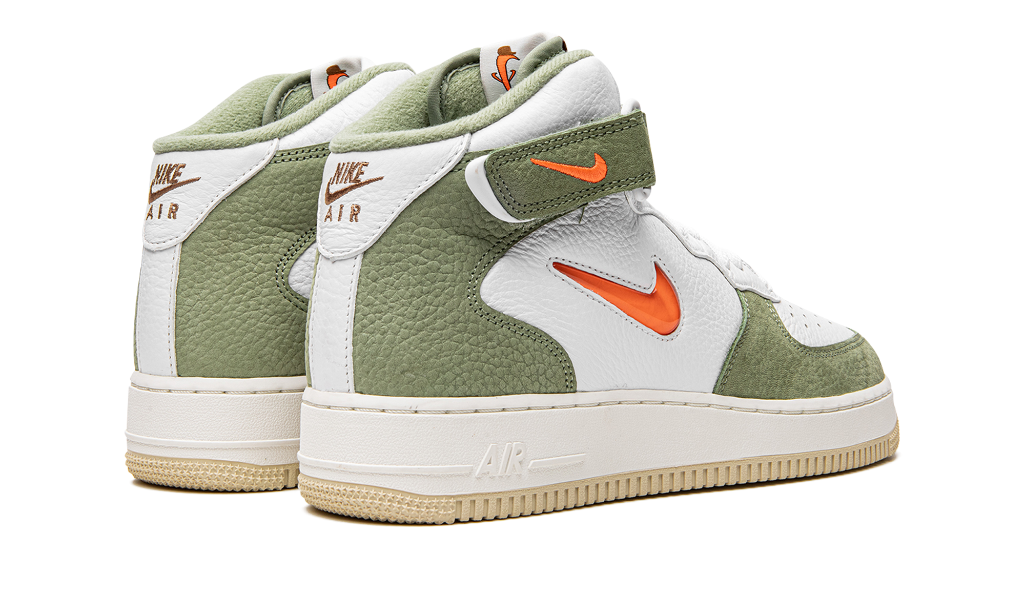 nike air force 1 mid qs jewel oil green+DQ3505-100+diagnol right behind view