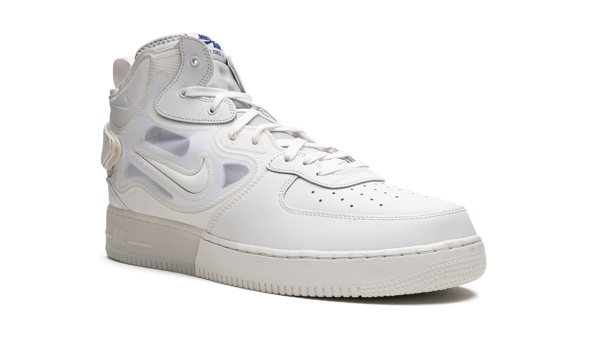 nike air force 1 mid react summit white+DQ1872-101+diagnol right view