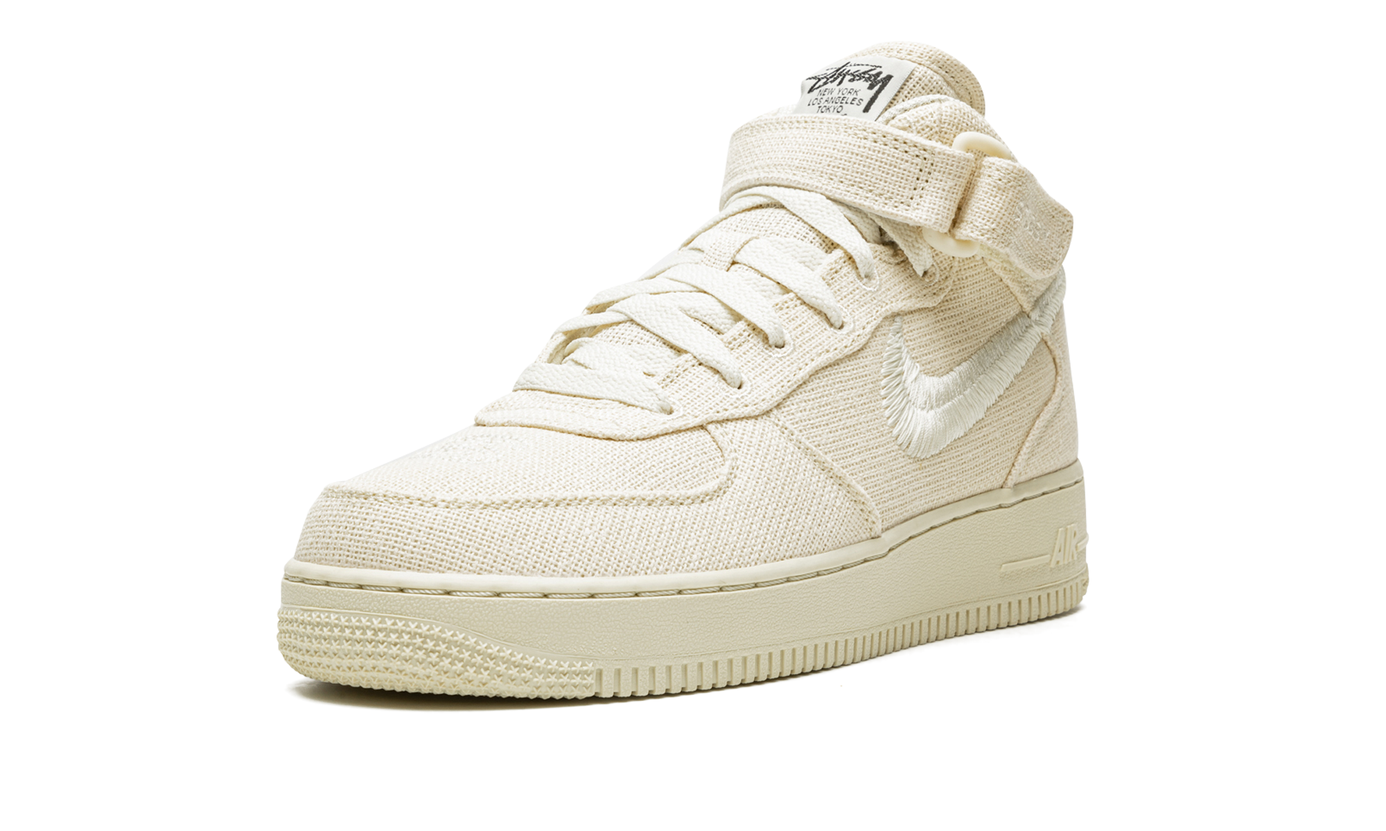 nike air force 1 mid stussy fossil+DJ7841-200+left diagnol single view