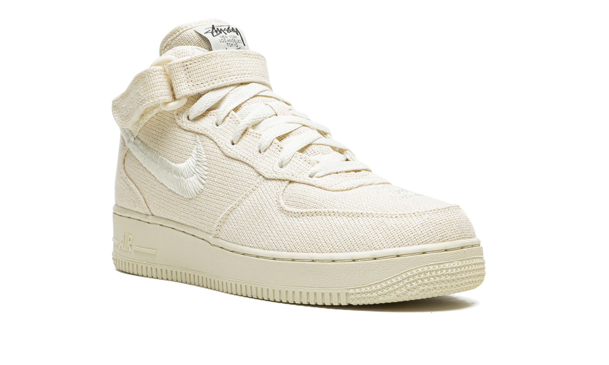 nike air force 1 mid stussy fossil+DJ7841-200+diagnol right view