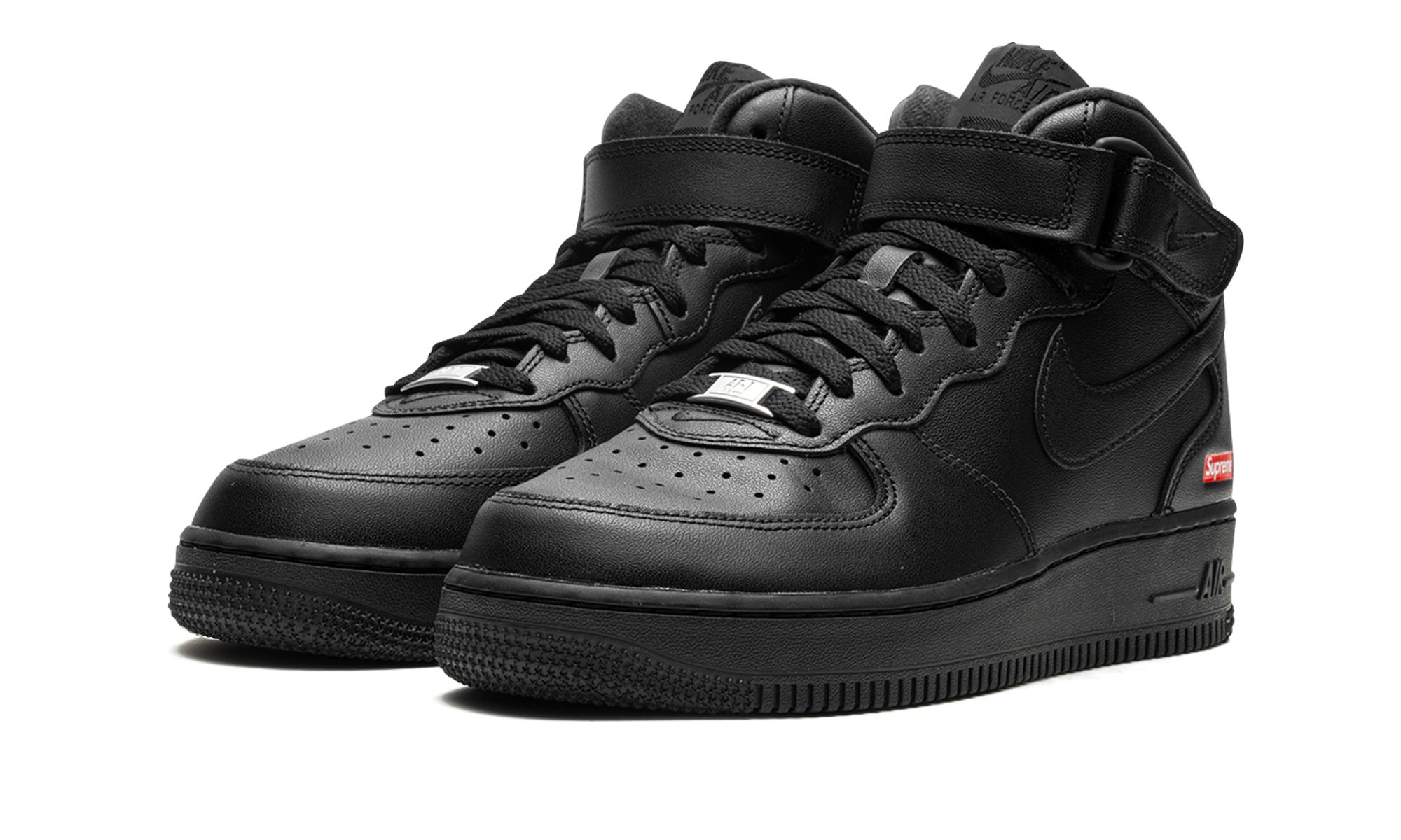 nike air force 1 mid supreme black+FZ8784-001+diagnol left view